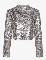 French Connection - ADALYNN SEQUIN TOP - long-sleeved tops - gun metal - 0