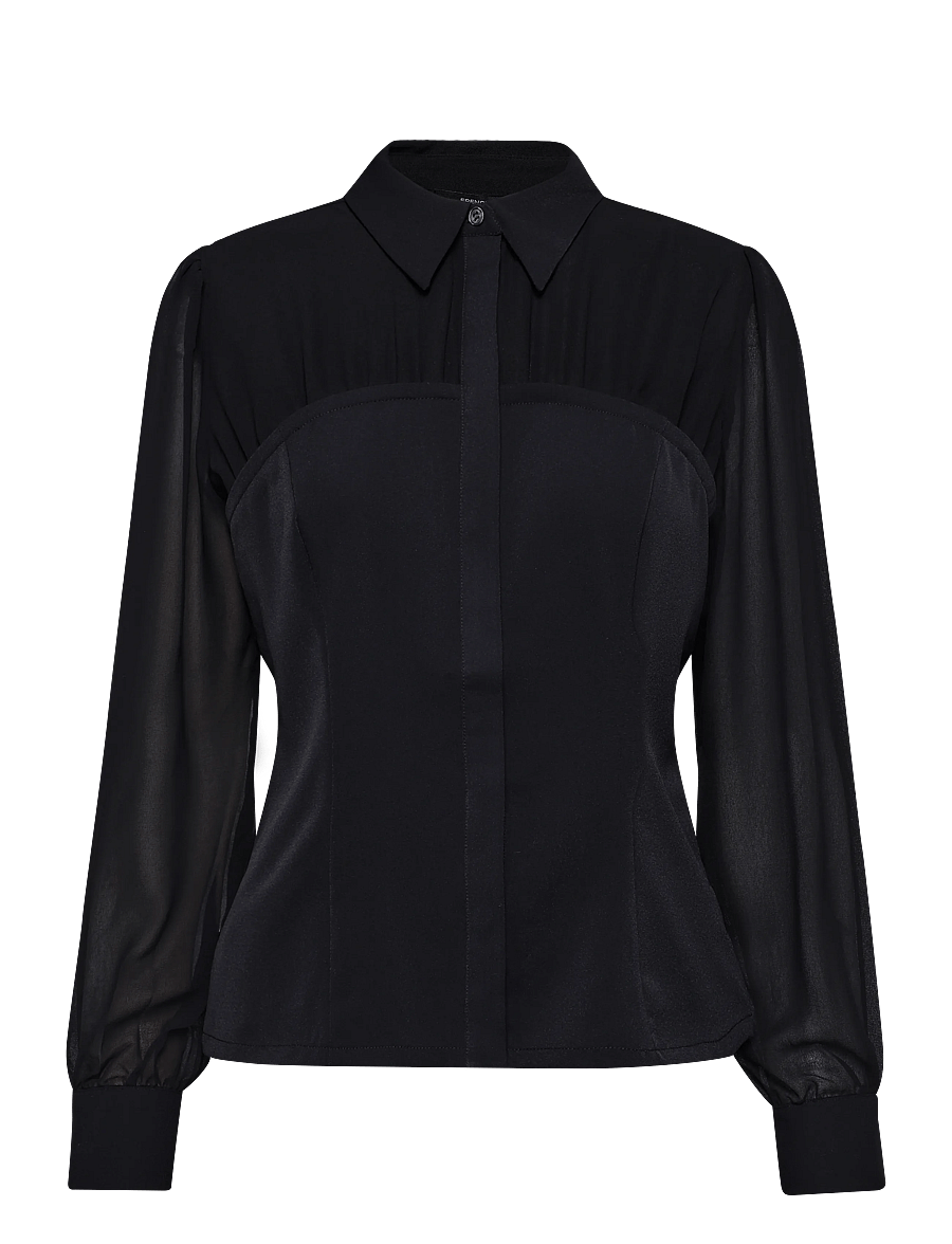 French Connection - AREZZO CORSET SHIRT - langærmede skjorter - black - 1