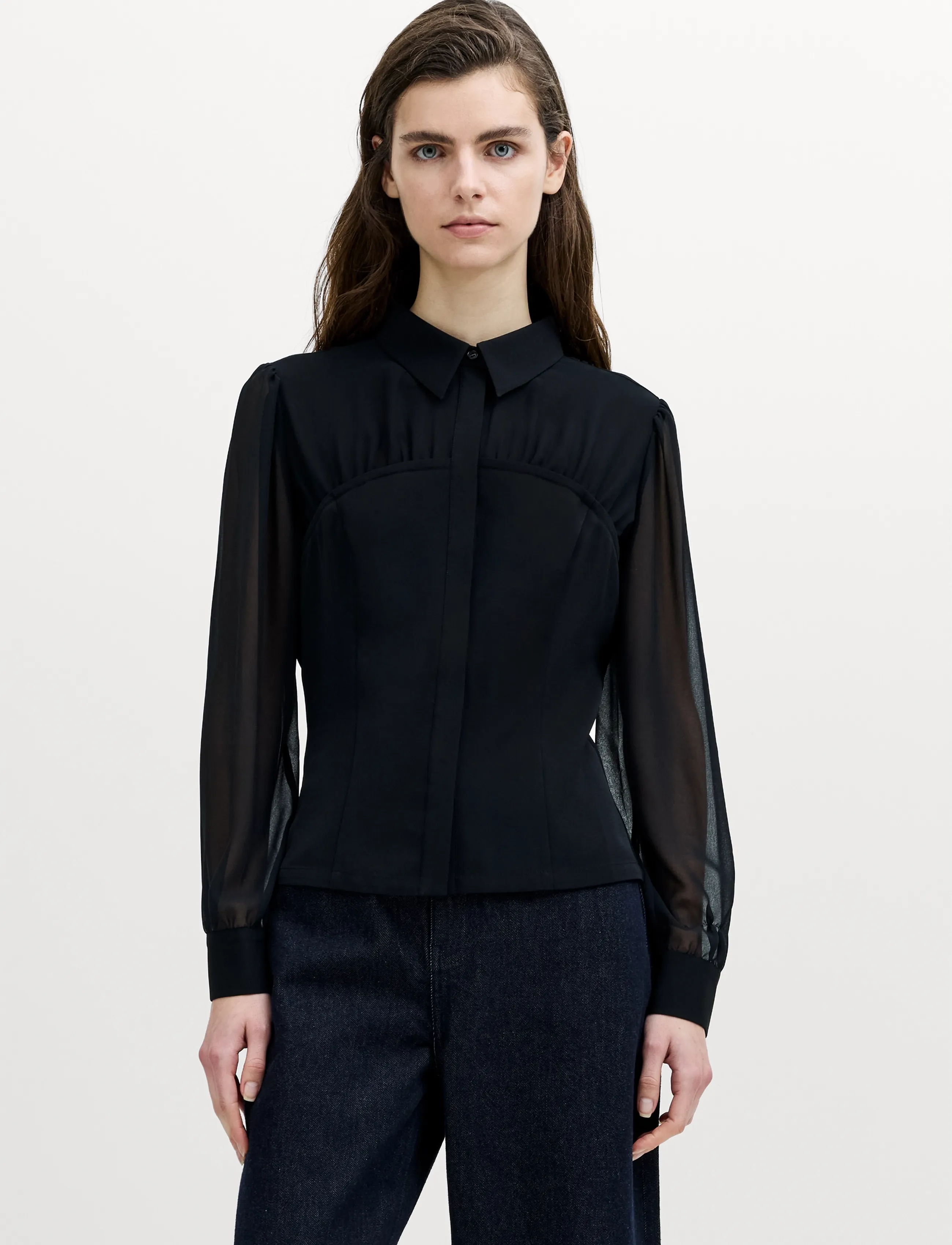 French Connection AREZZO CORSET SHIRT - Blusar - BLACK / black