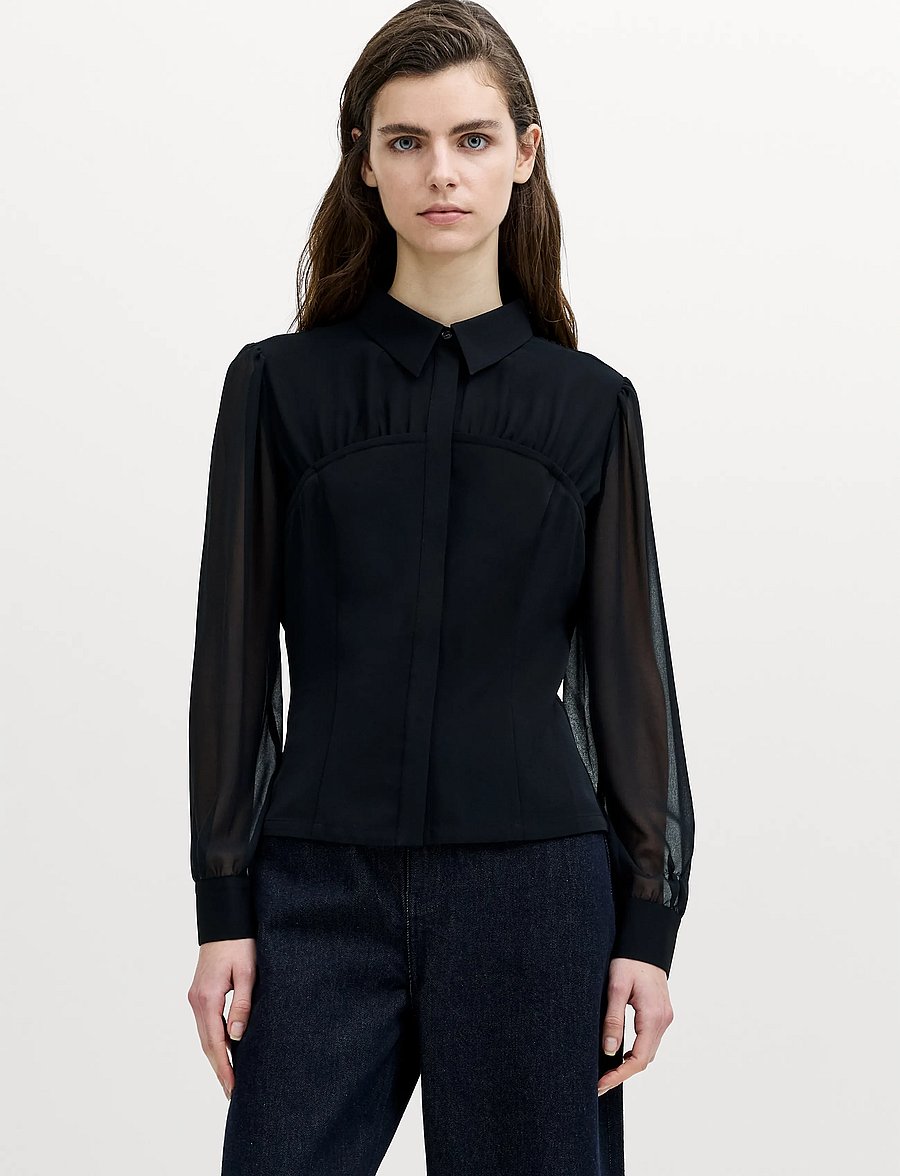 French Connection - AREZZO CORSET SHIRT - långärmade skjortor - black - 0