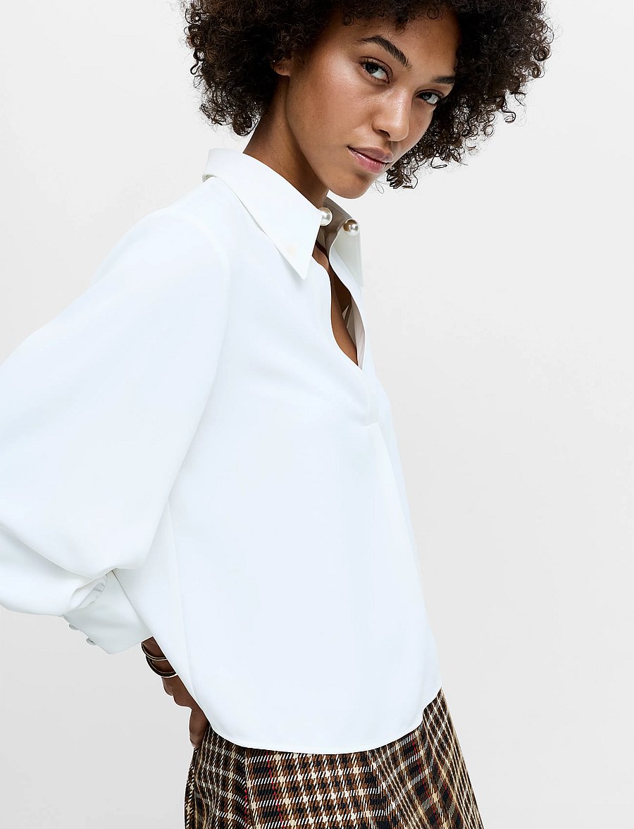 French Connection - AREZZO BALLON SLEEVE SHIRT - långärmade blusar - winter white - 2