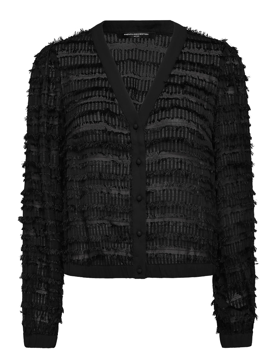 French Connection - ALANA TEXURED CHIFFON BLOUSE - long sleeved blouses - black - 1
