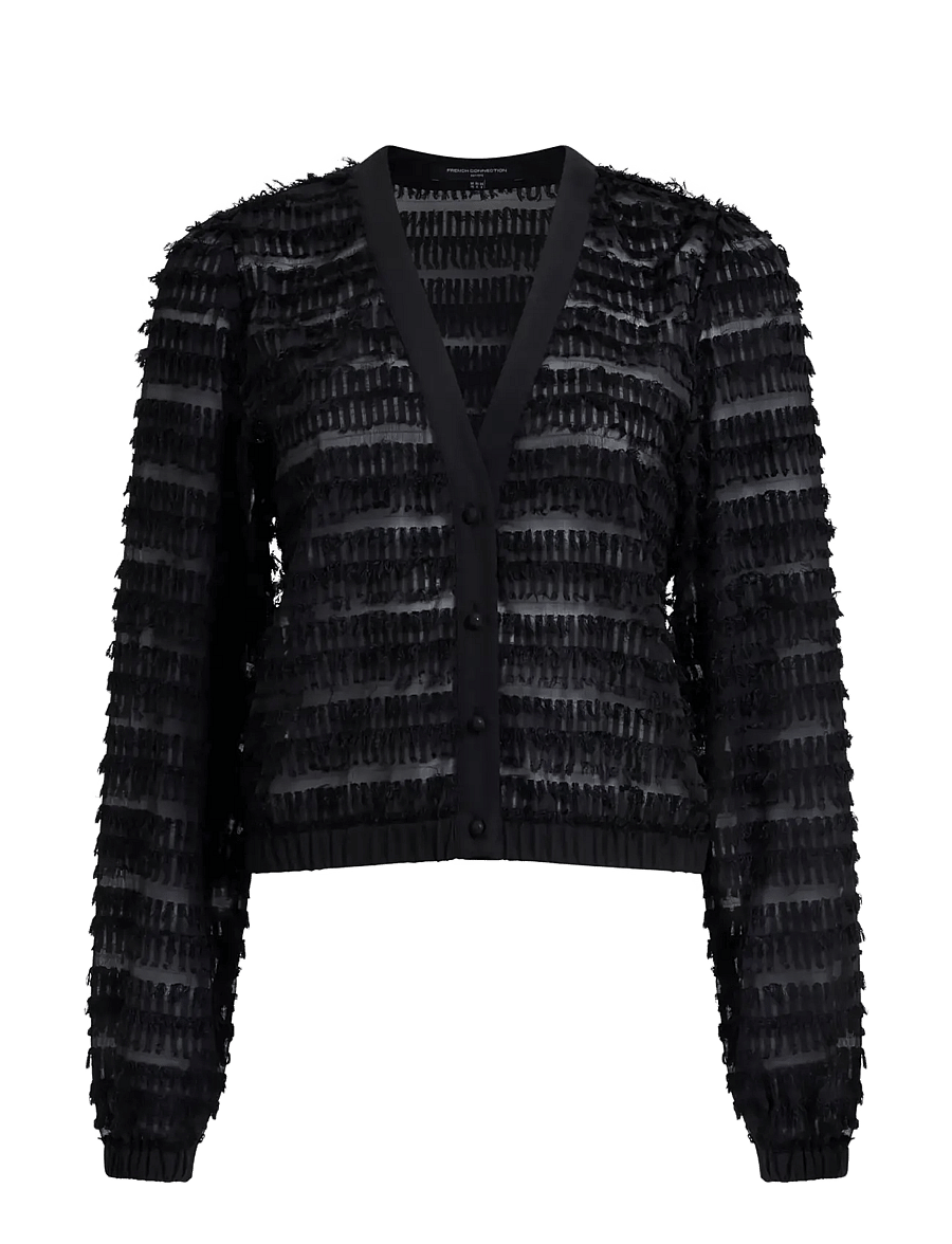 French Connection - ALANA TEXURED CHIFFON BLOUSE - långärmade blusar - black - 1