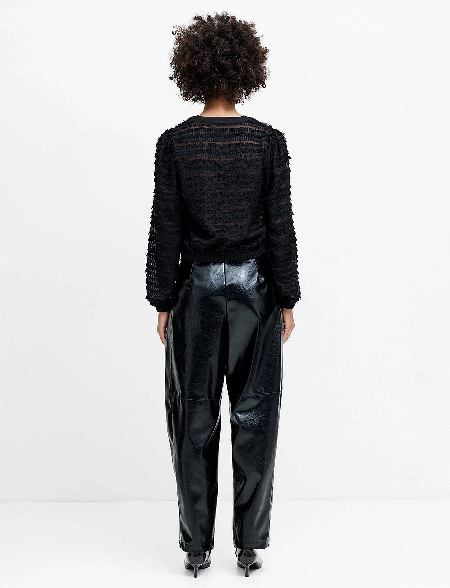 French Connection - ALANA TEXURED CHIFFON BLOUSE - långärmade blusar - black - 3