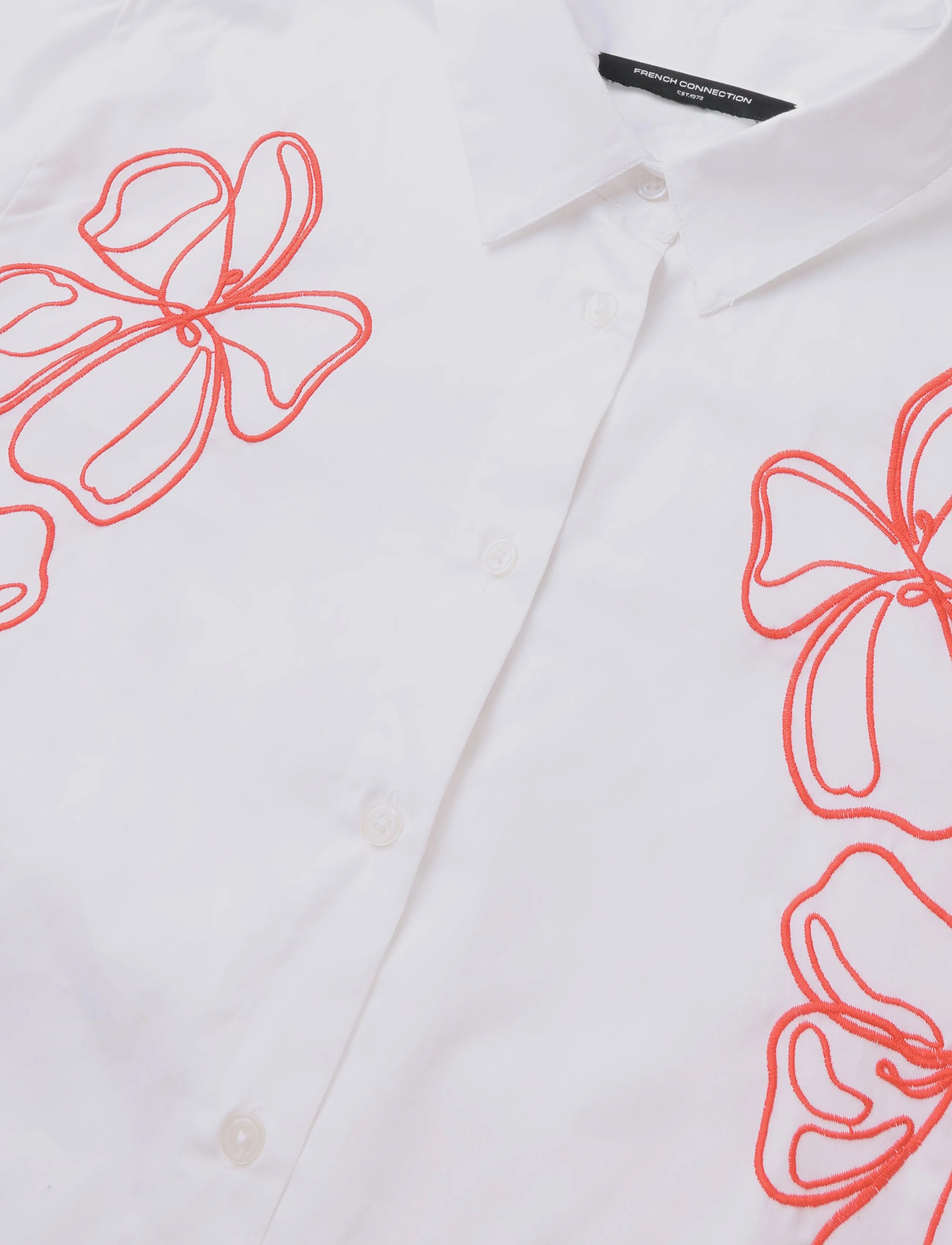 French Connection - ALEXIS COTTON EMBROIDERED LINE DRAWING SHIRT - langärmlige hemden - lin wht/rouge red - 4