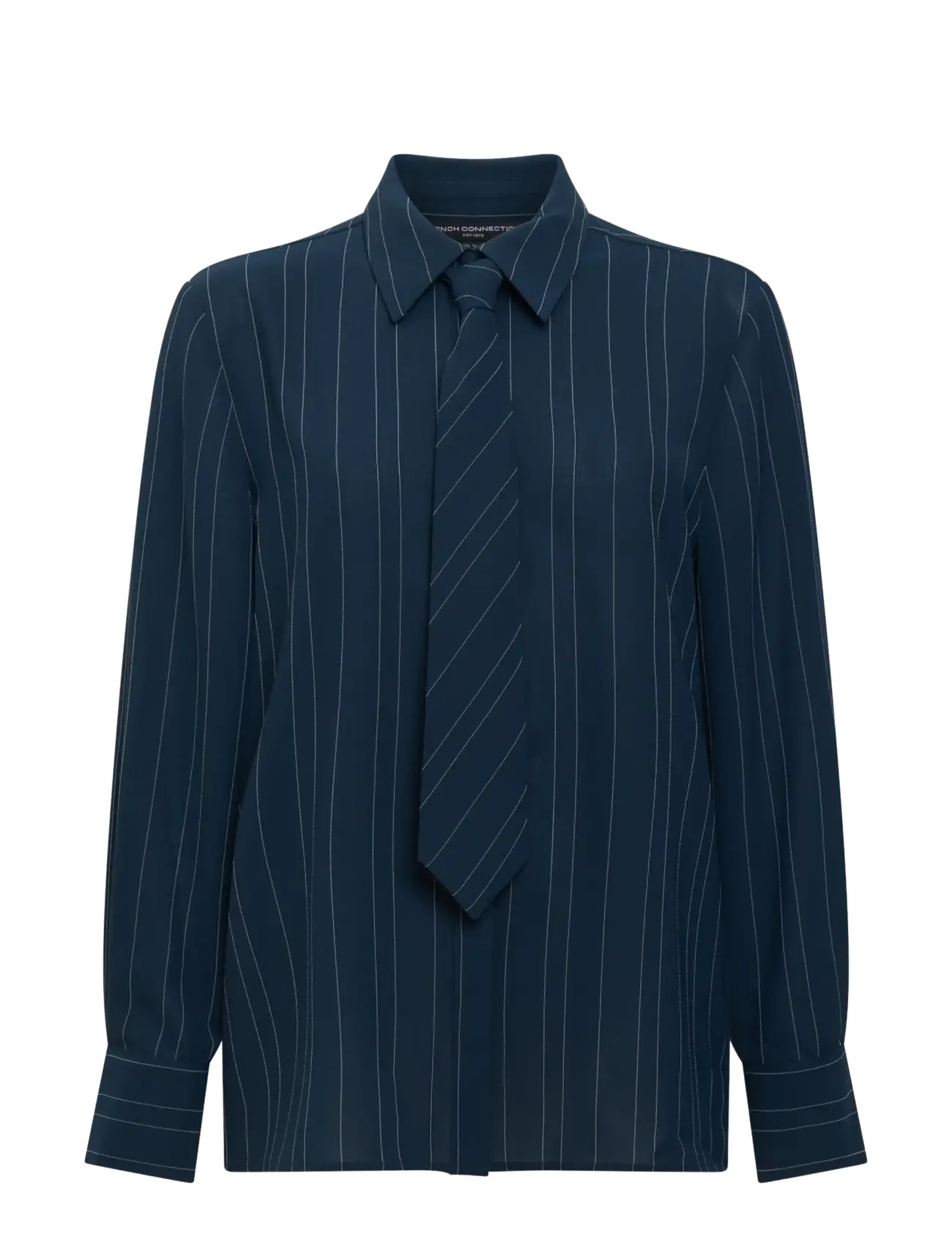 French Connection - ERMA PIN STRIPE TIE T SHIRT - langärmlige hemden - new nvy/ethe blue - 1