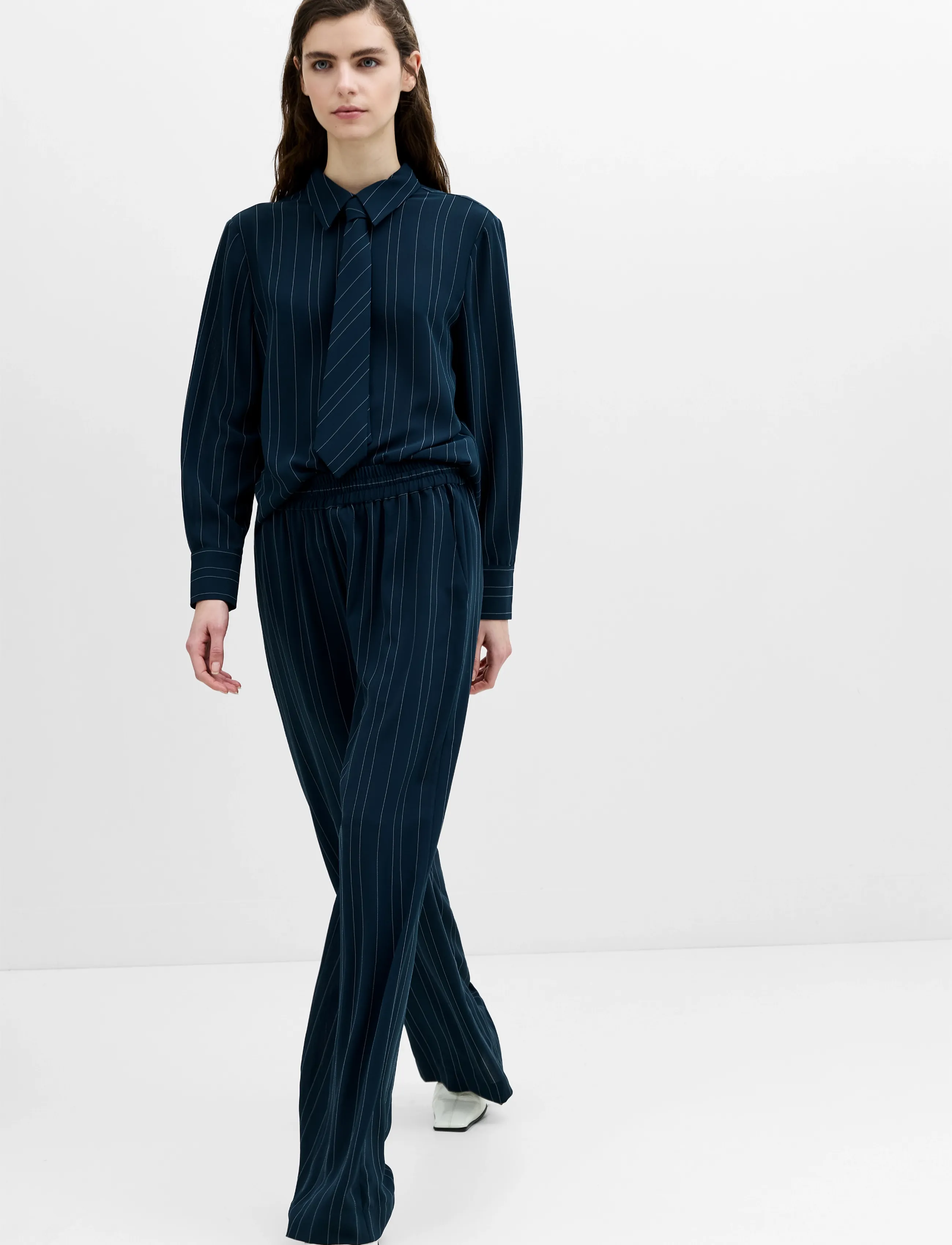 French Connection ERMA PIN STRIPE TIE T SHIRT - Hemden - NEW NVY/ETHE BLUE / navy