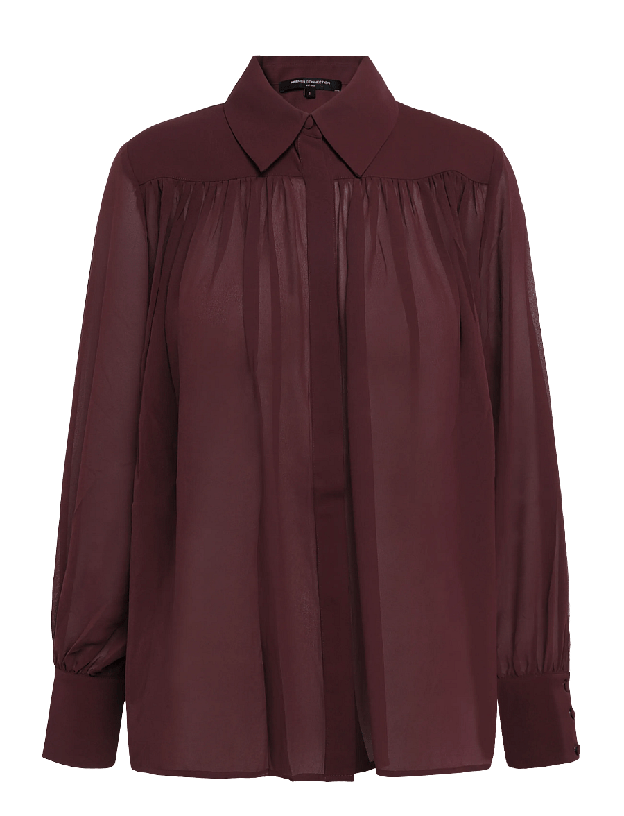 French Connection - AREZZO WIDE SHOULDER SHIRT - langærmede skjorter - cherry liqueur - 1
