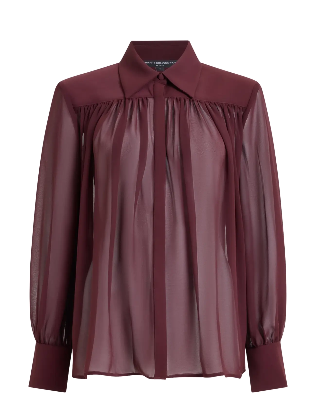 French Connection AREZZO WIDE SHOULDER SHIRT - Blouses & Shirts - CHERRY LIQUEUR / burgundy