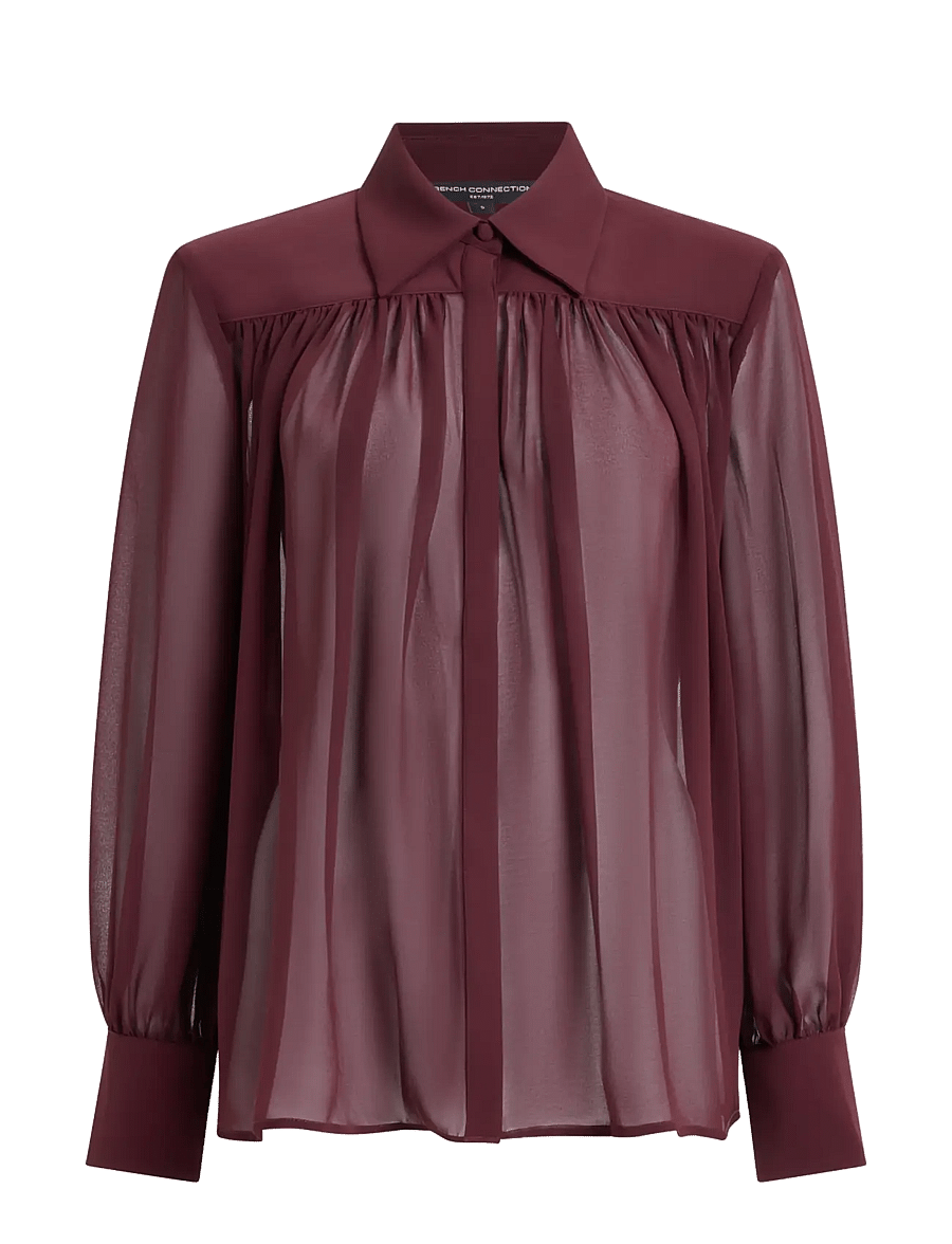 French Connection - AREZZO WIDE SHOULDER SHIRT - langærmede skjorter - cherry liqueur - 1