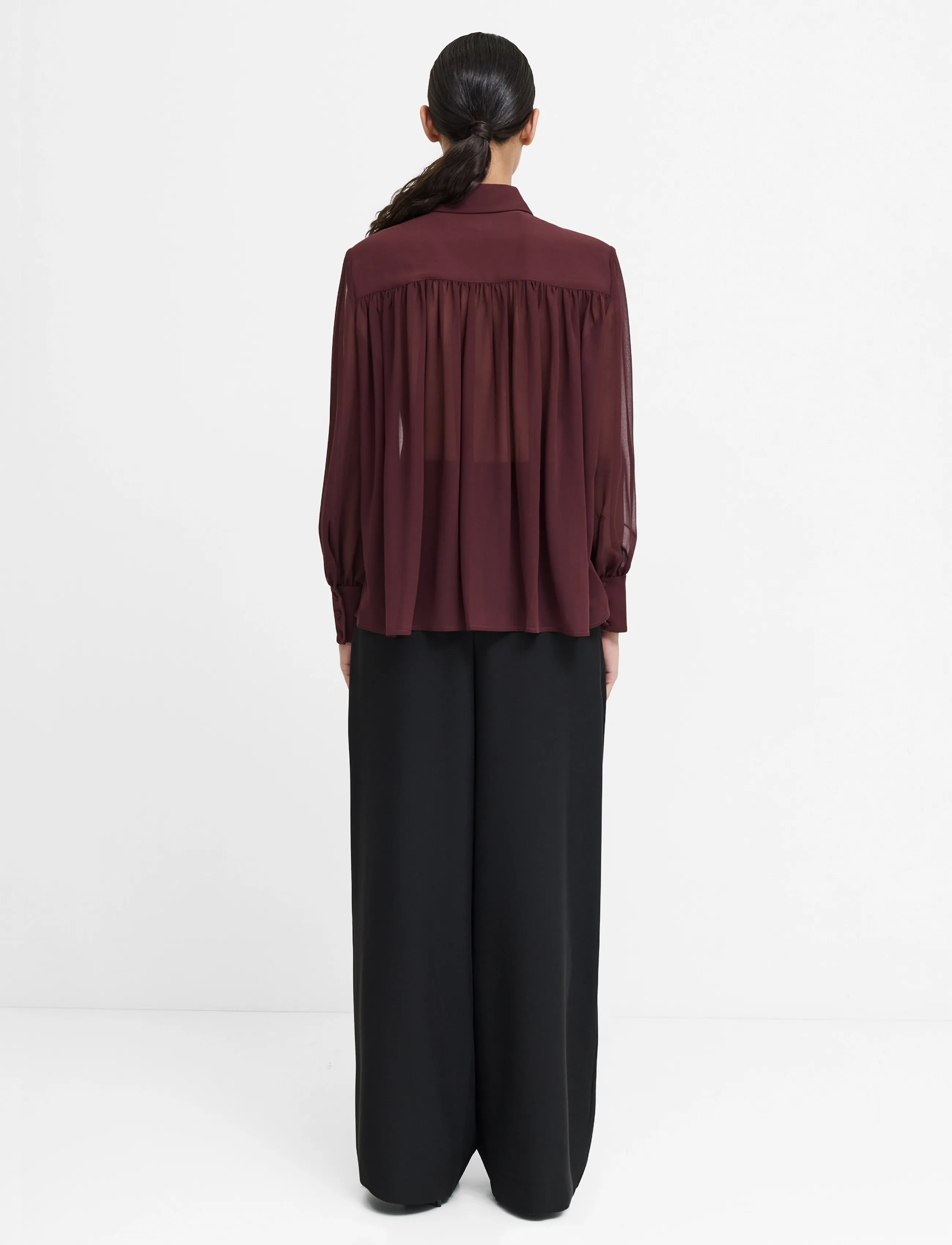 French Connection - AREZZO WIDE SHOULDER SHIRT - long-sleeved shirts - cherry liqueur - 3