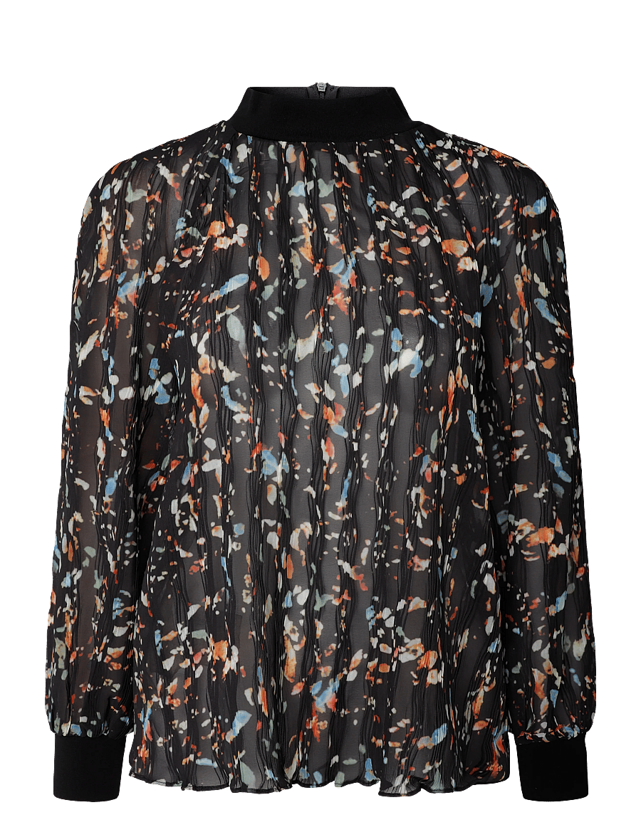French Connection - KYLIE CLAUDETTE TOP - langärmelige blusen - black multi - 1