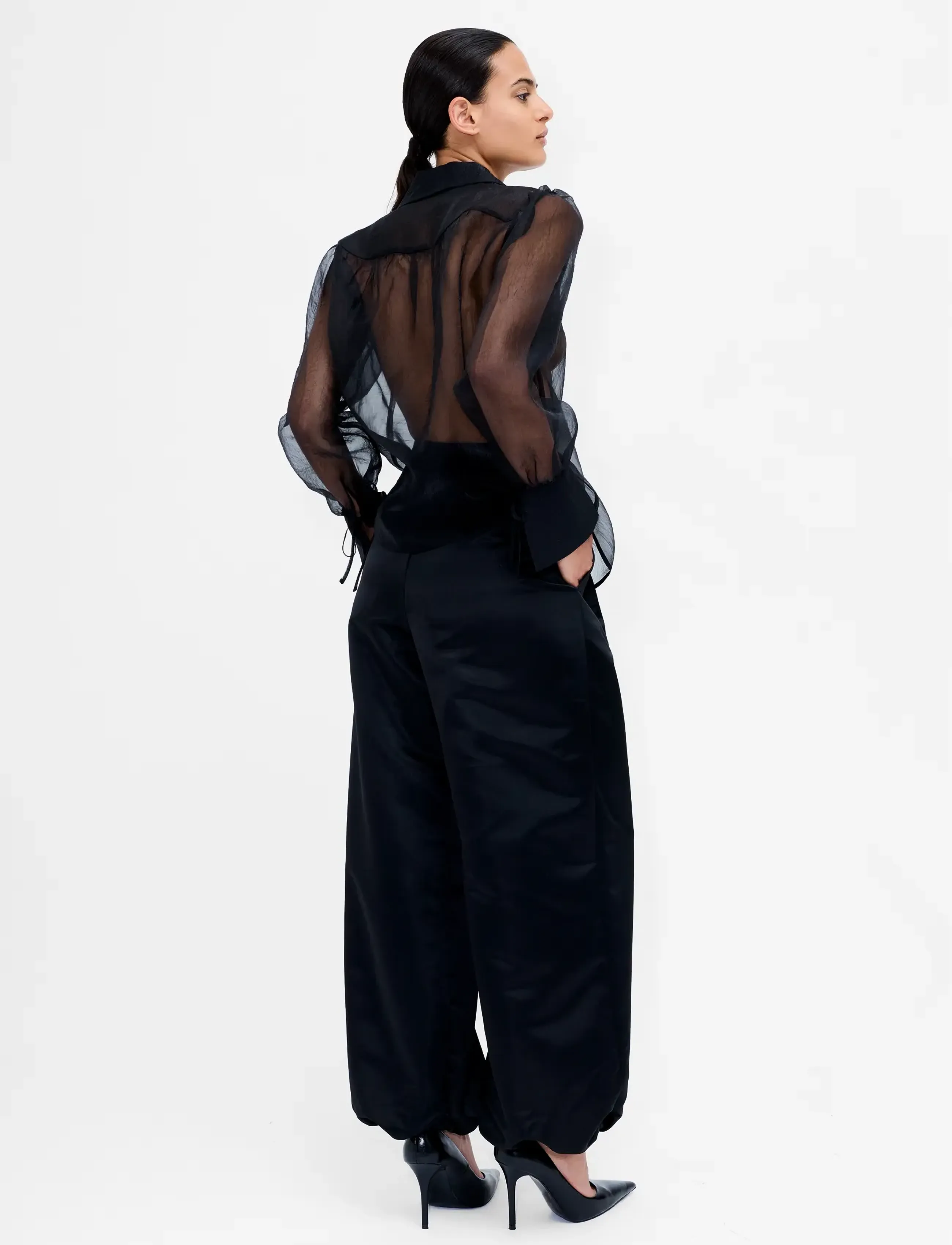 French Connection - MAI FLORAL DETAIL TIE CUFF SHIRT - long-sleeved shirts - black - 4