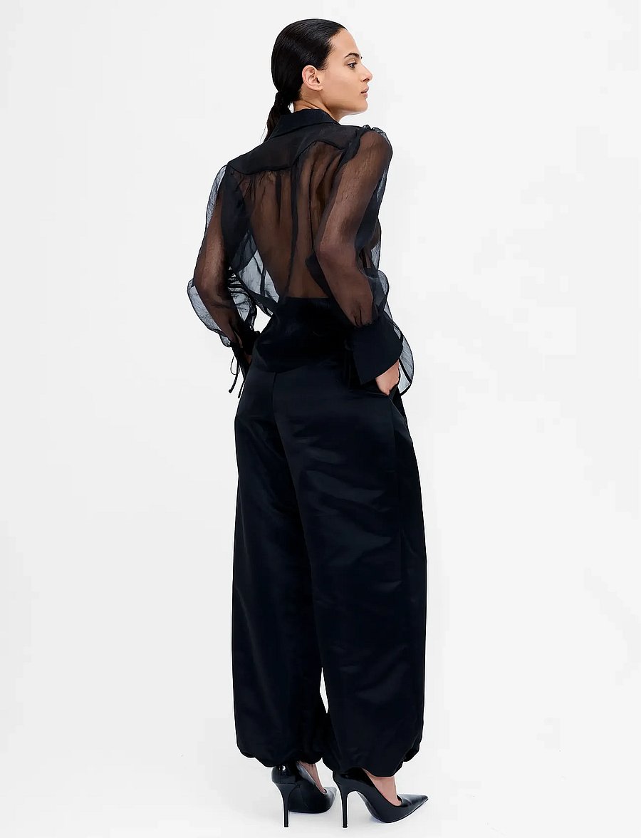 French Connection - MAI FLORAL DETAIL TIE CUFF SHIRT - long-sleeved shirts - black - 4