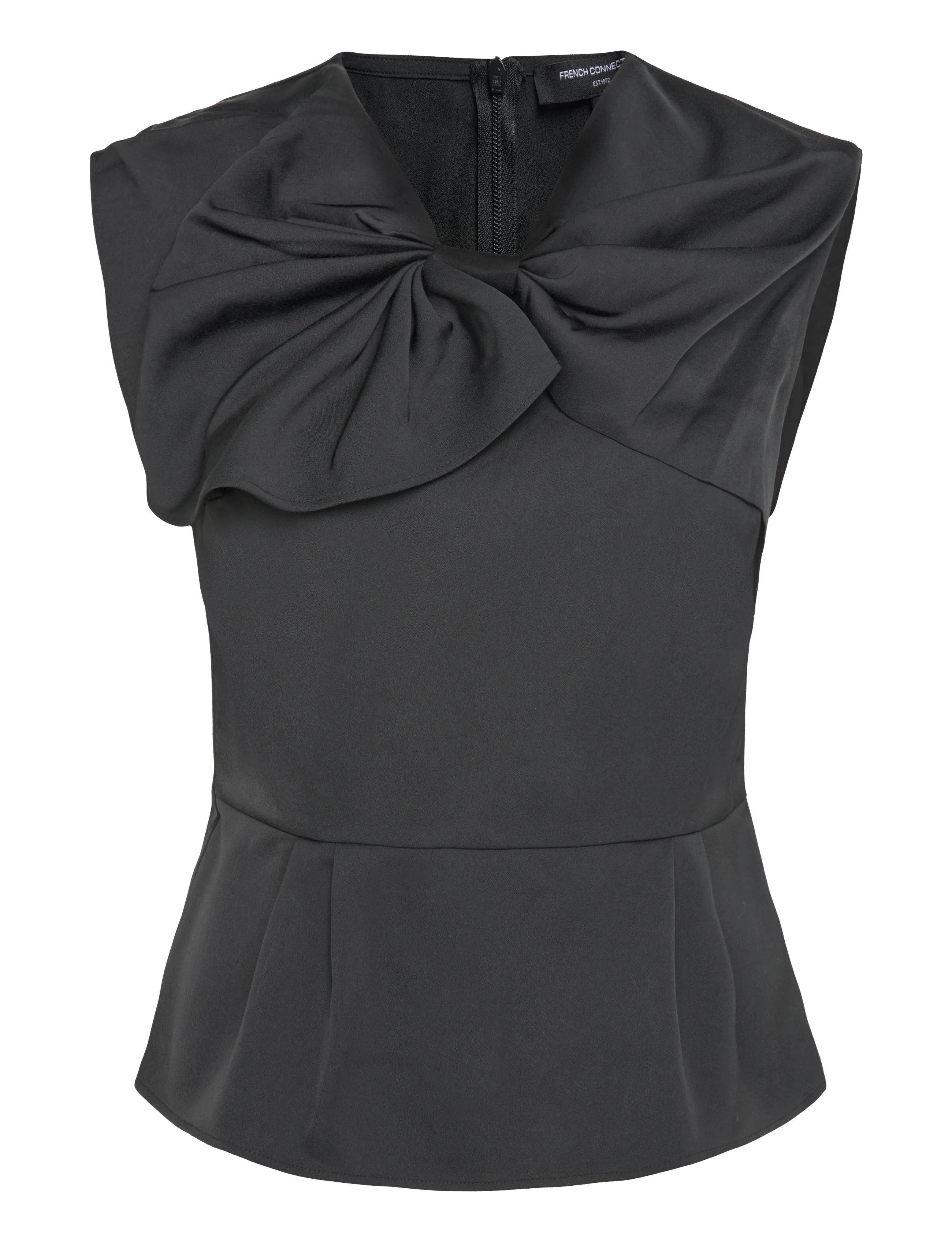 French Connection FENIX SATIN BIG BOW PEPLUM TOP - Kläder - BLACK / black