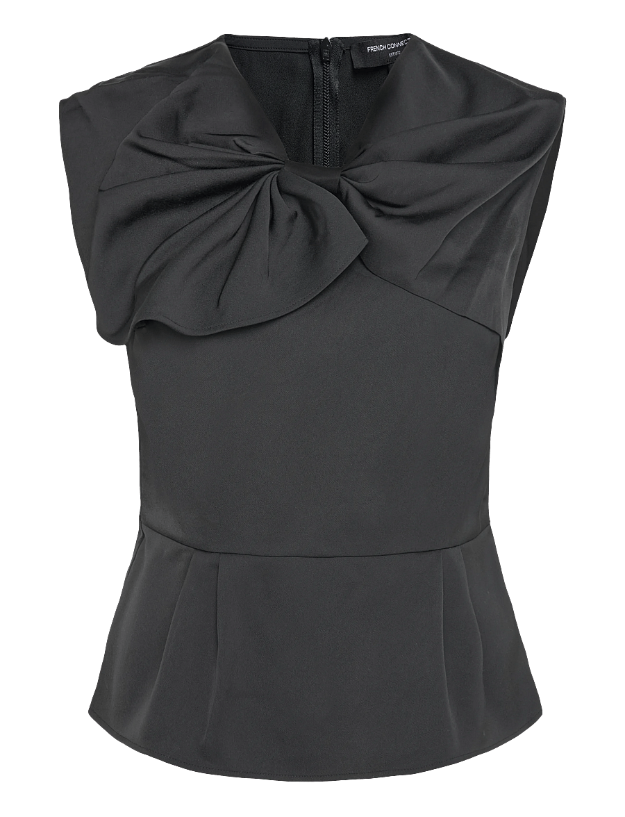 French Connection - FENIX SATIN BIG BOW PEPLUM TOP - Ærmeløse bluser - black - 1