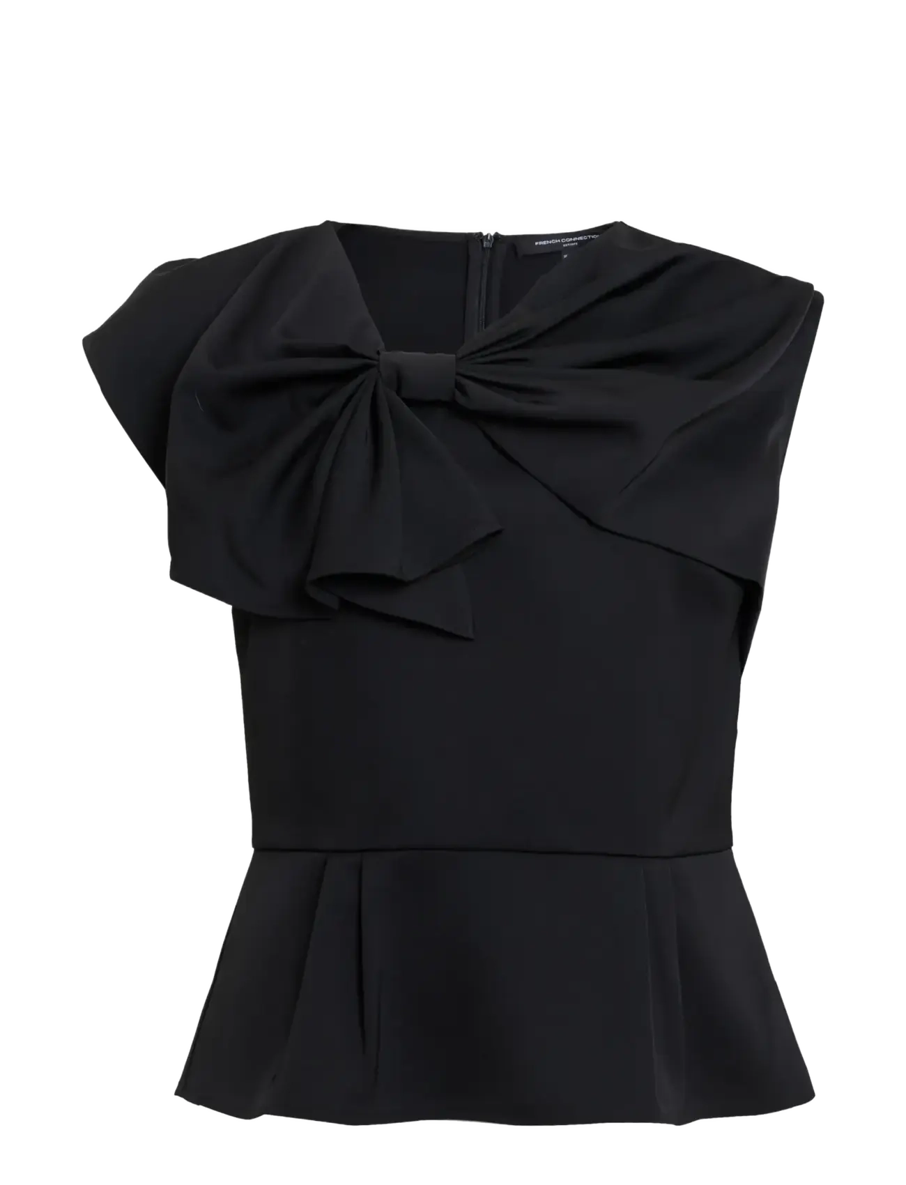 French Connection FENIX SATIN BIG BOW PEPLUM TOP - Blouses & Shirts - BLACK / black