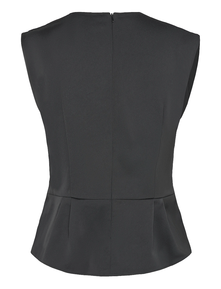 French Connection - FENIX SATIN BIG BOW PEPLUM TOP - Ærmeløse bluser - black - 2