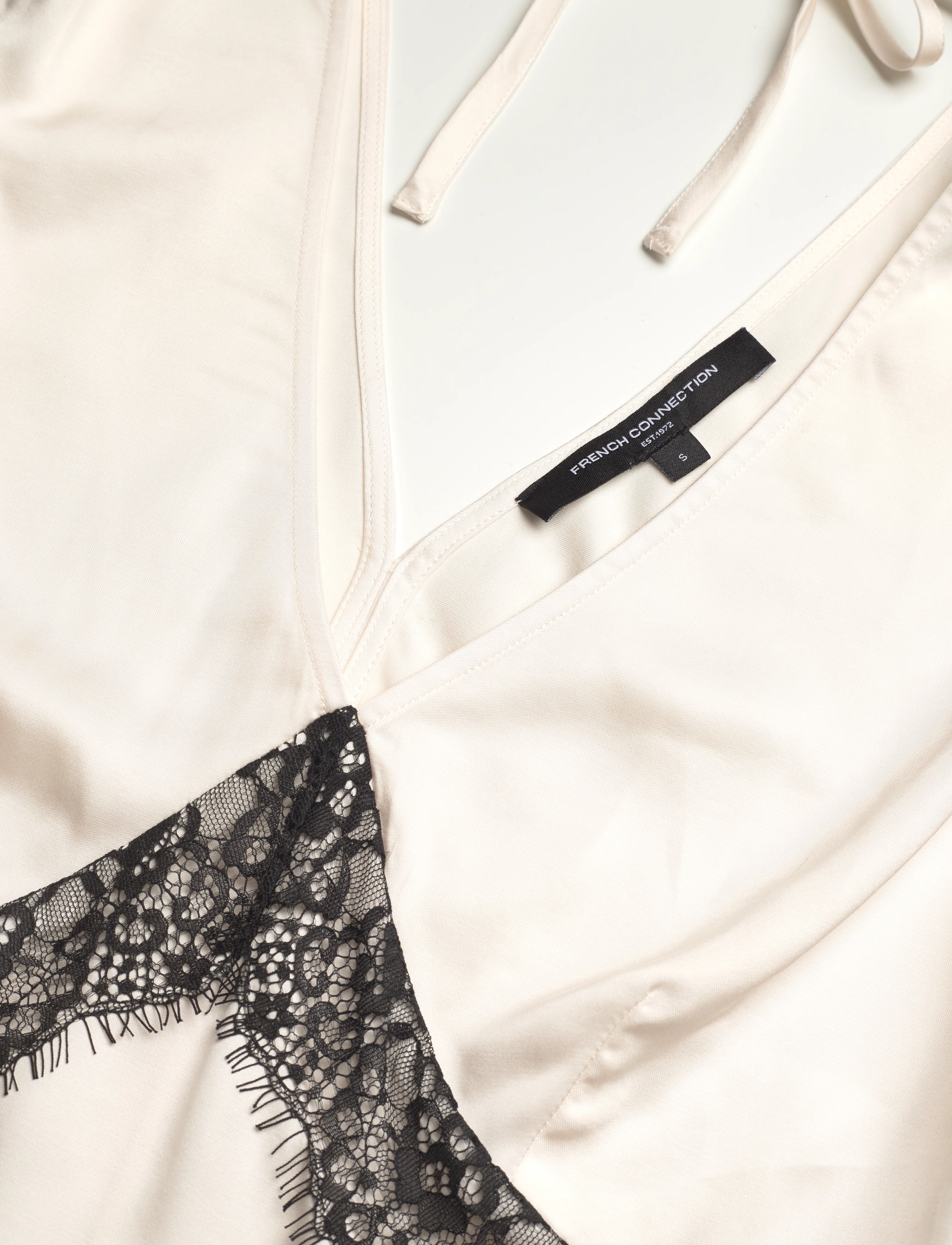 French Connection - ENNIS SATIN LACE TOP - classic cream/blacko - 5