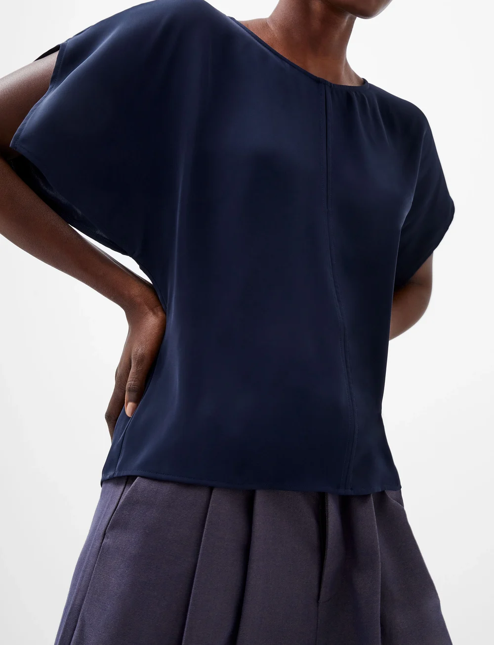 French Connection - CARMEN CREPE FLARE SLEEVE TOP - kurzämlige blusen - marine - 3