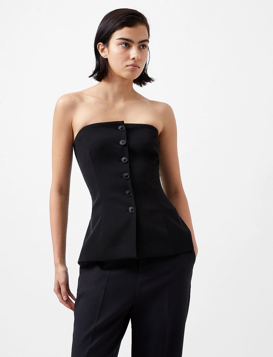 French Connection - HARRIE SUITING STRAPLESS TOP - varrukateta topid - blackout - 0