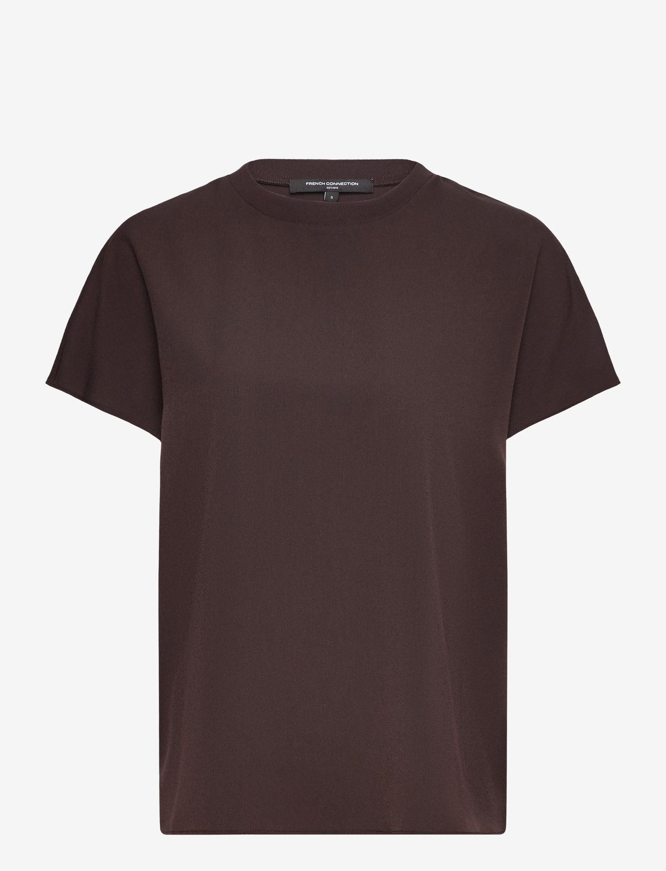 French Connection - CREPE LIGHT CREW NECK TOP - chocolate ganache - 1