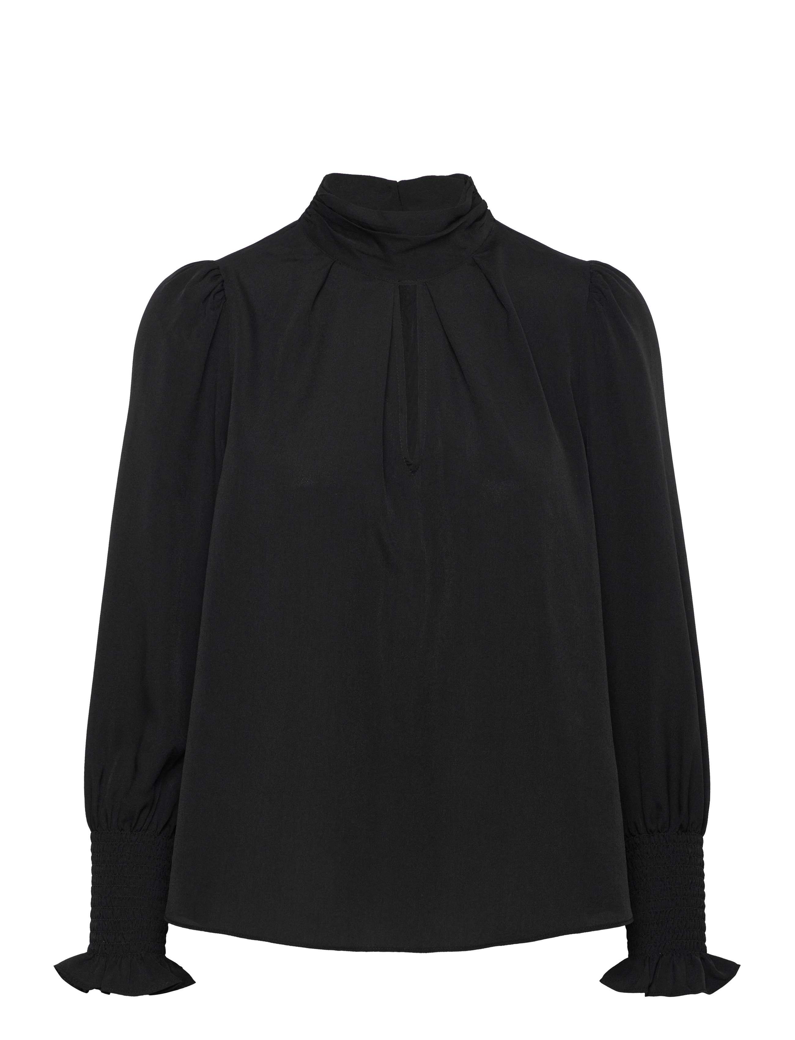 French Connection Crepe Light High Nk L.s Top, Kvinder, Høj Hals Langærmet Bluse, Sort, Str: XS