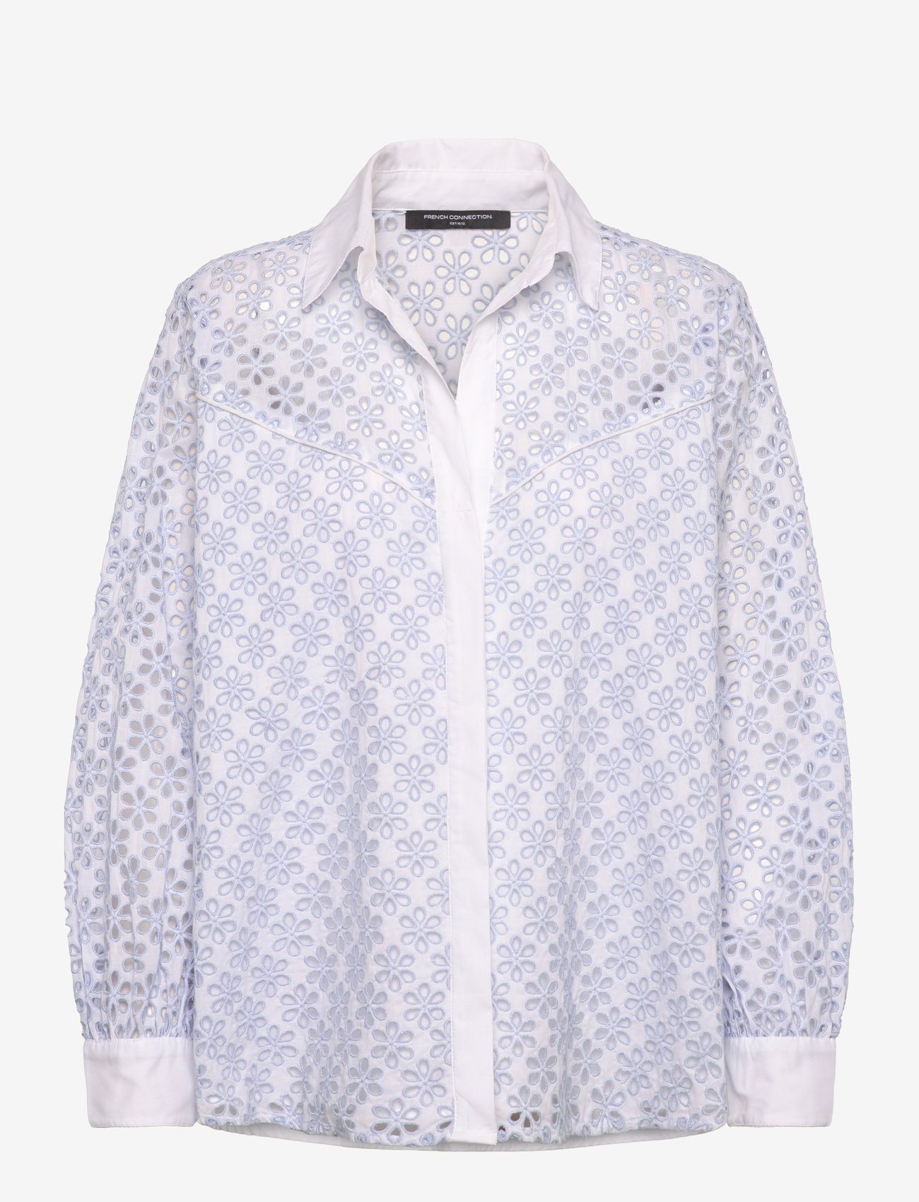 French Connection - GALINA COTTON EMBROIDERED SHIR - kortærmede skjorter - sky blue - 1