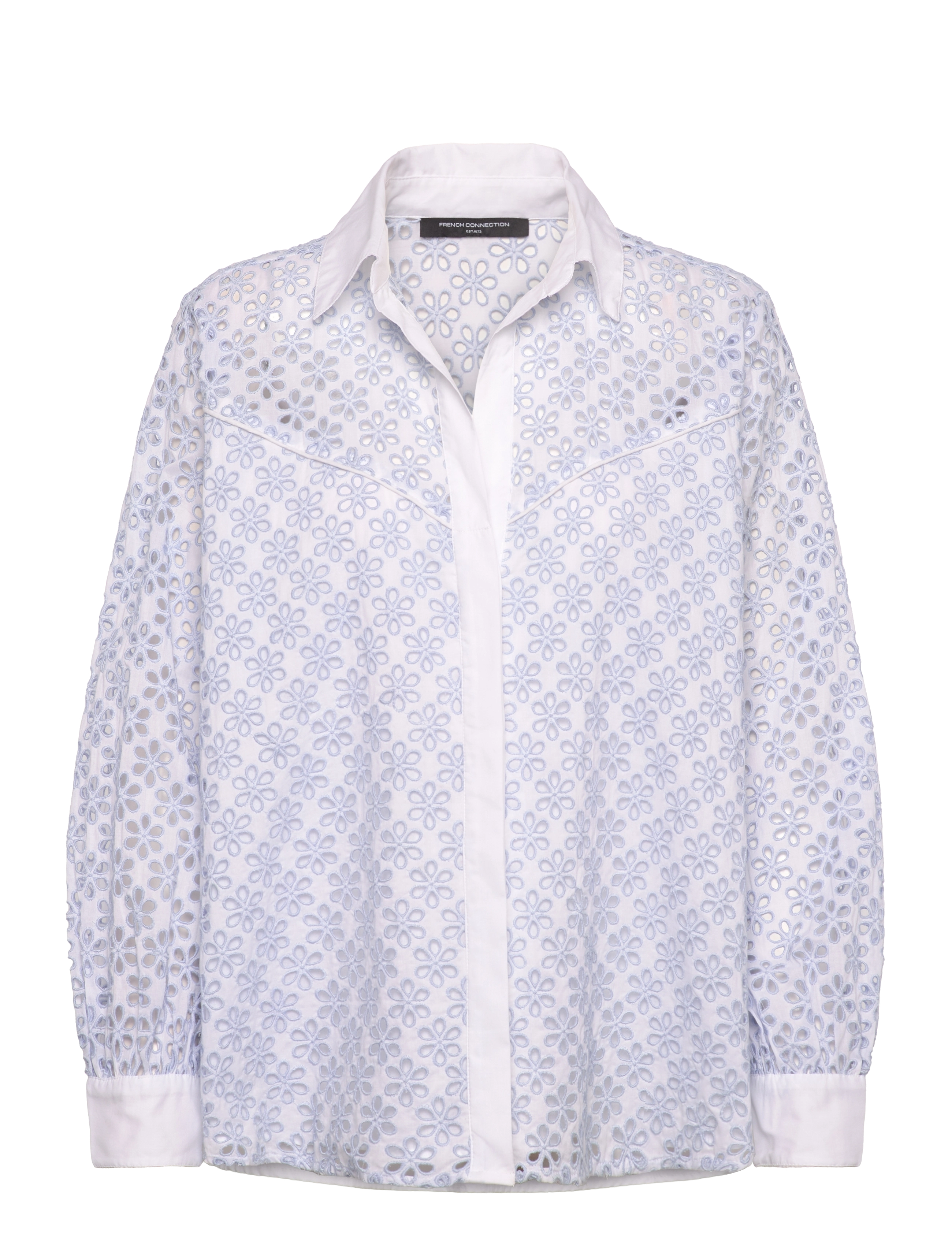 French Connection - GALINA COTTON EMBROIDERED SHIR - sky blue - 1
