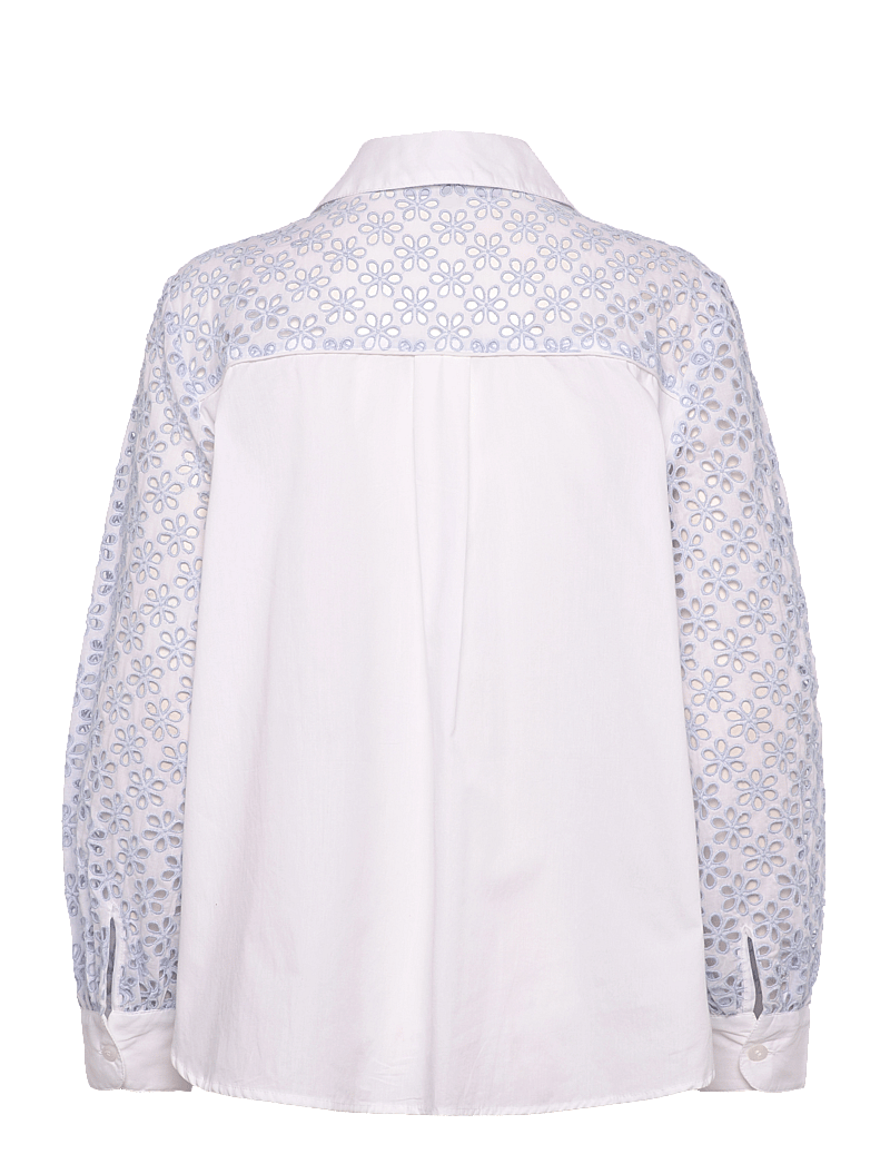 French Connection - GALINA COTTON EMBROIDERED SHIR - kurzärmlige hemden - sky blue - 2