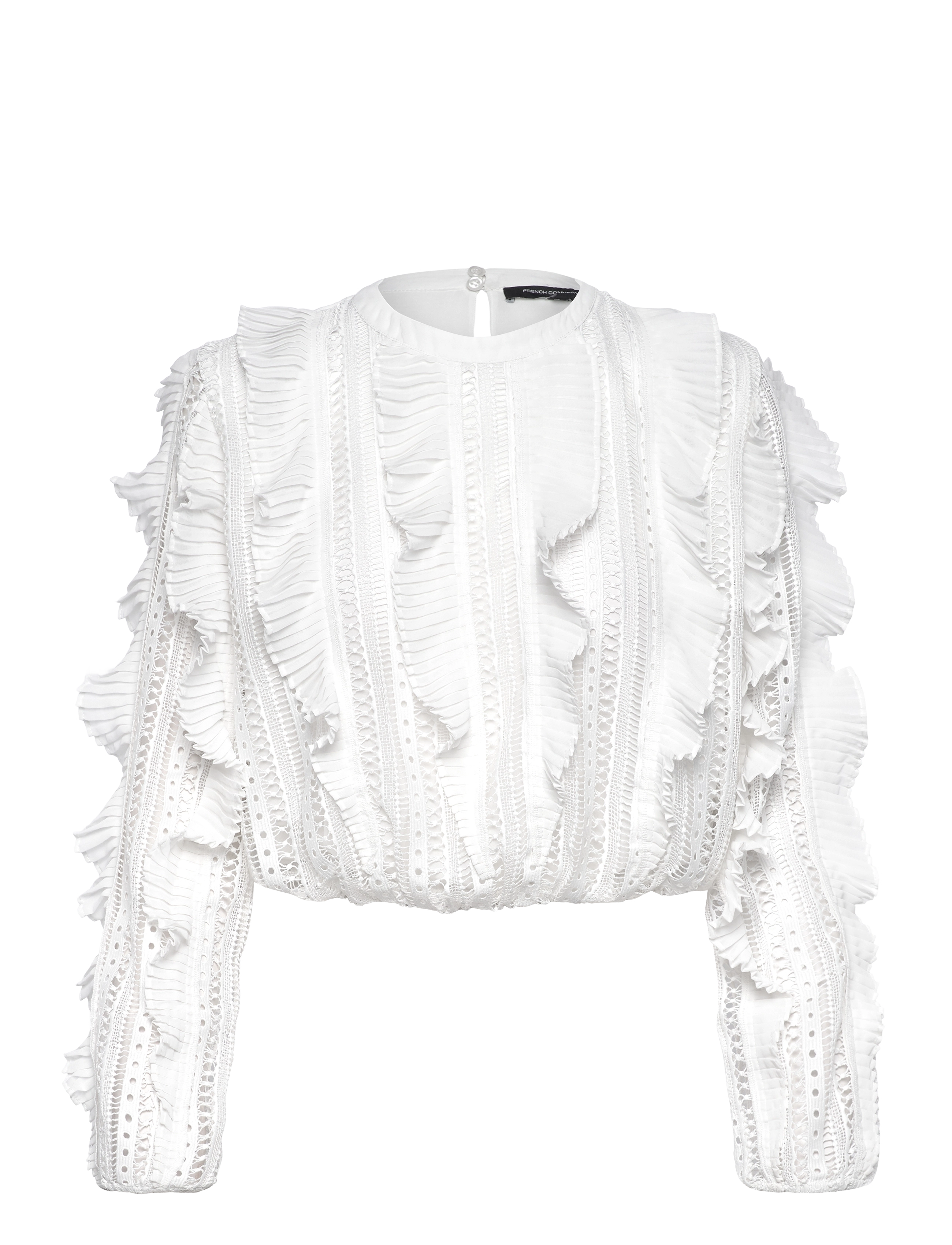 FRENCH CONNECTION Annika Strickjacke Frill Oberteil Weiß - 36 - Damen