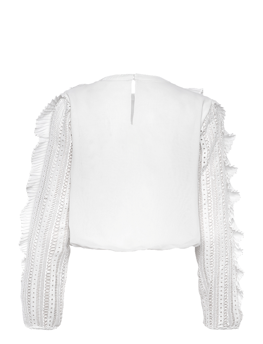 French Connection - ANNIKA LACE FRILL TOP - long sleeved blouses - summer white - 2