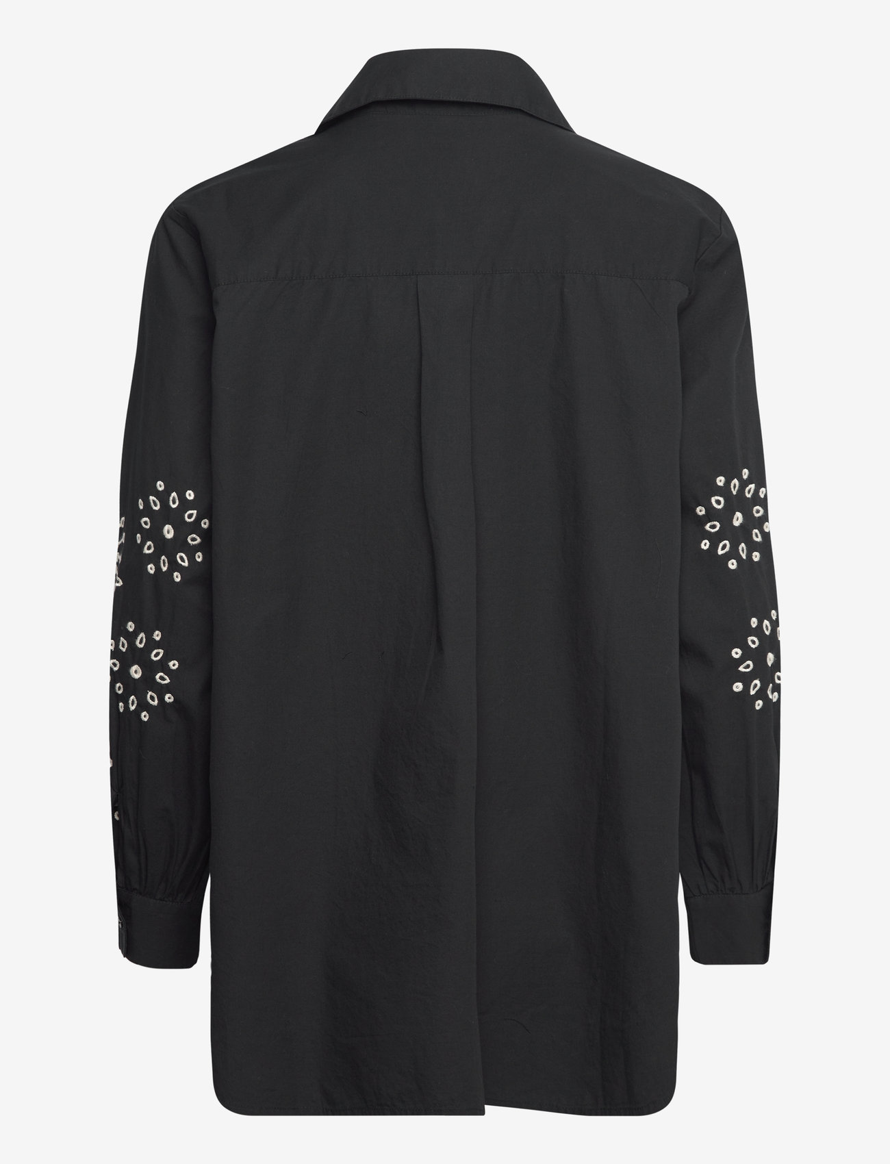 French Connection - CAMBRIA COTTON EMBROIDERED TOP - langärmlige hemden - black/cream - 2