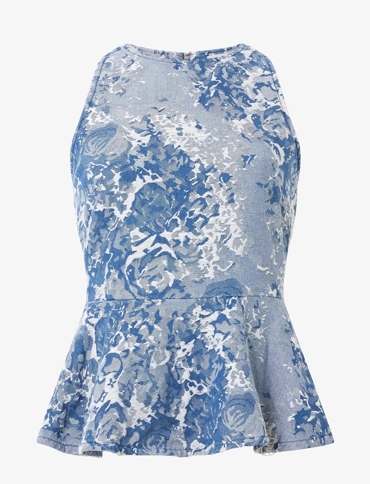French Connection - CHARLOTTE JACQUARD PEPLUM TOP - light wash - 1