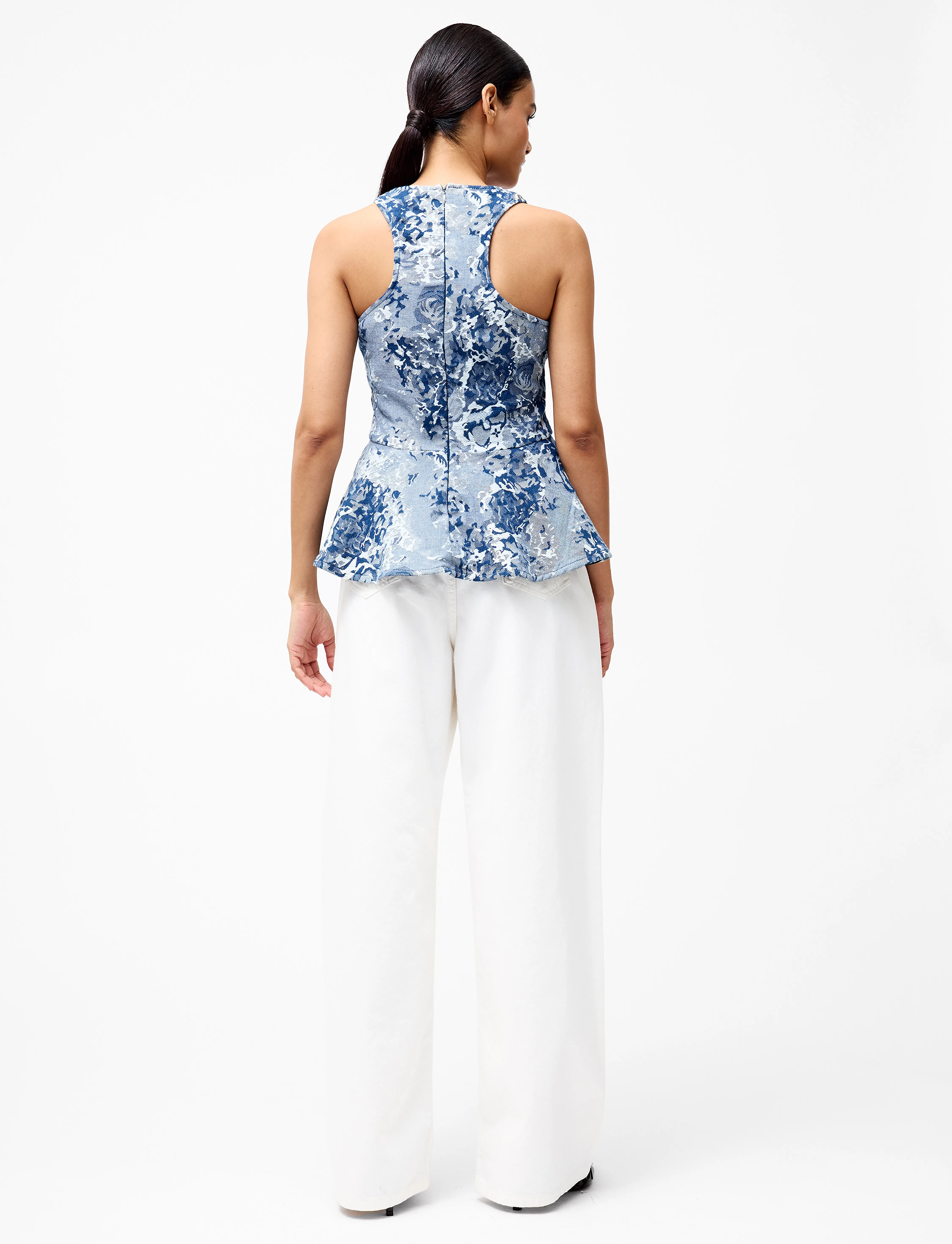 French Connection - CHARLOTTE JACQUARD PEPLUM TOP - light wash - 3