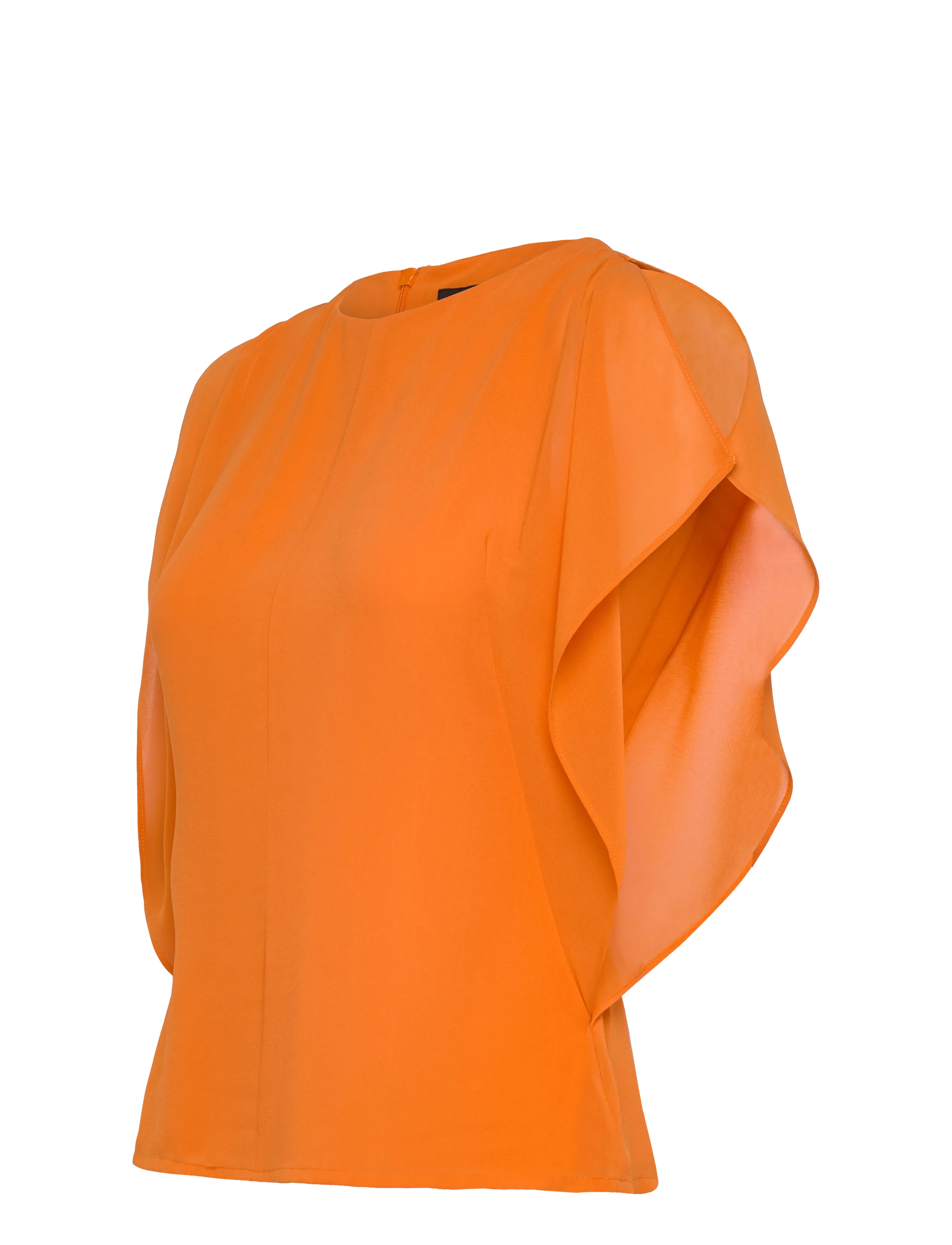 French Connection - EDEN GEORGETTE FLUTTER SLV TOP - hihattomat topit - papaya orange - 3