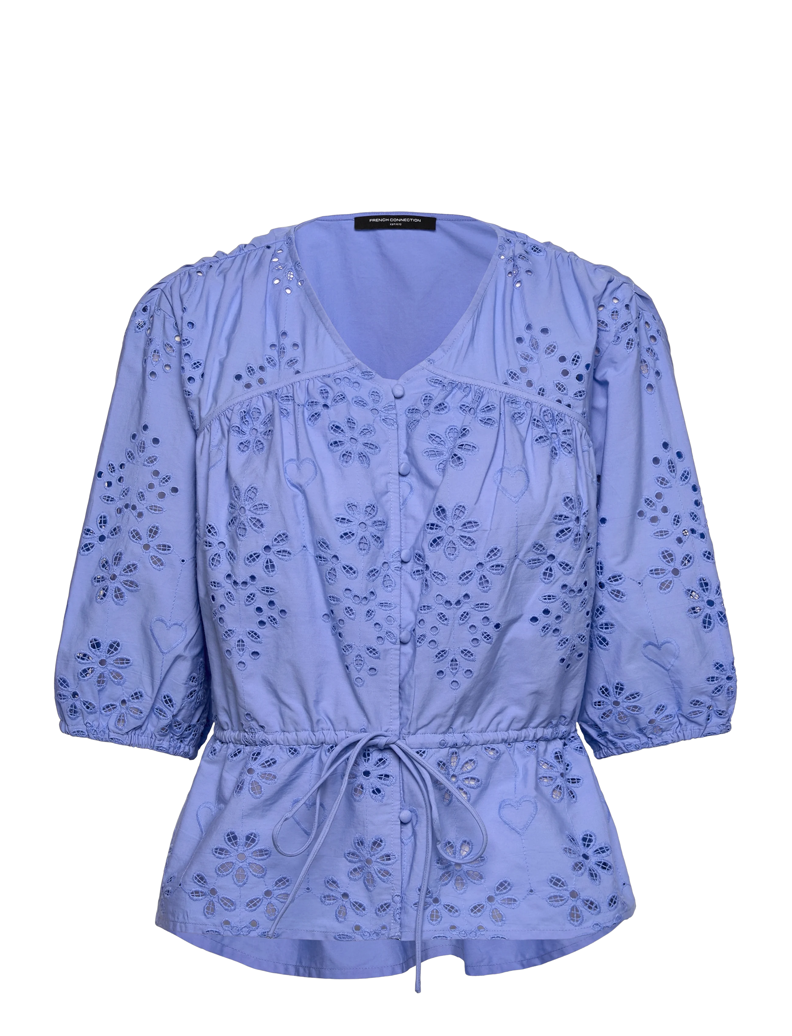 French Connection CAMBRIA COTTON SS BRODERIE TOP - Kläder - CORNFLOWER BLUE / blue