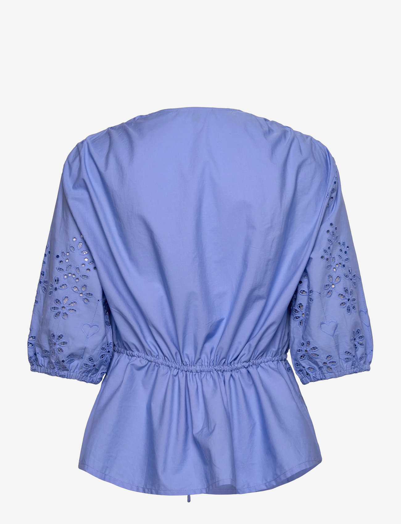 French Connection - CAMBRIA COTTON SS BRODERIE TOP - short-sleeved blouses - cornflower blue - 1