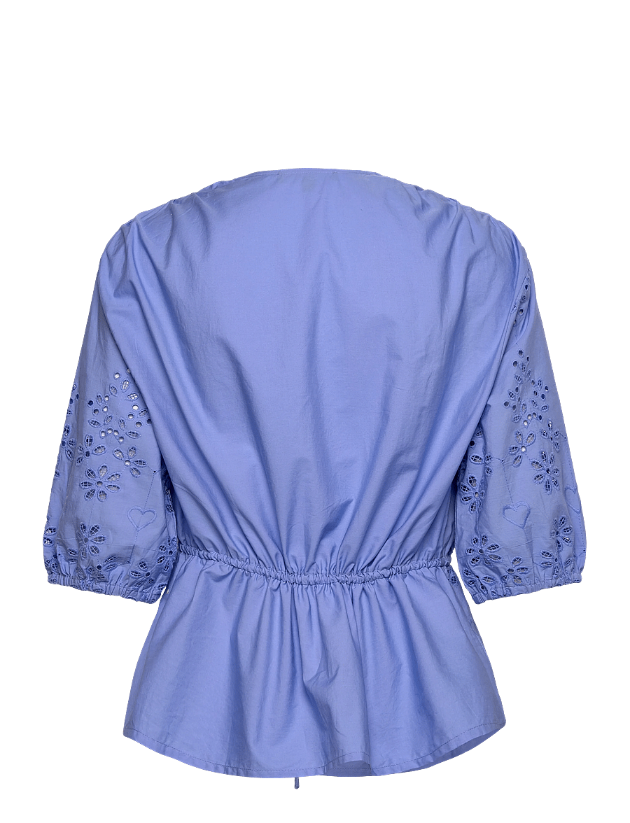 French Connection - CAMBRIA COTTON SS BRODERIE TOP - kurzärmelige blusen - cornflower blue - 1