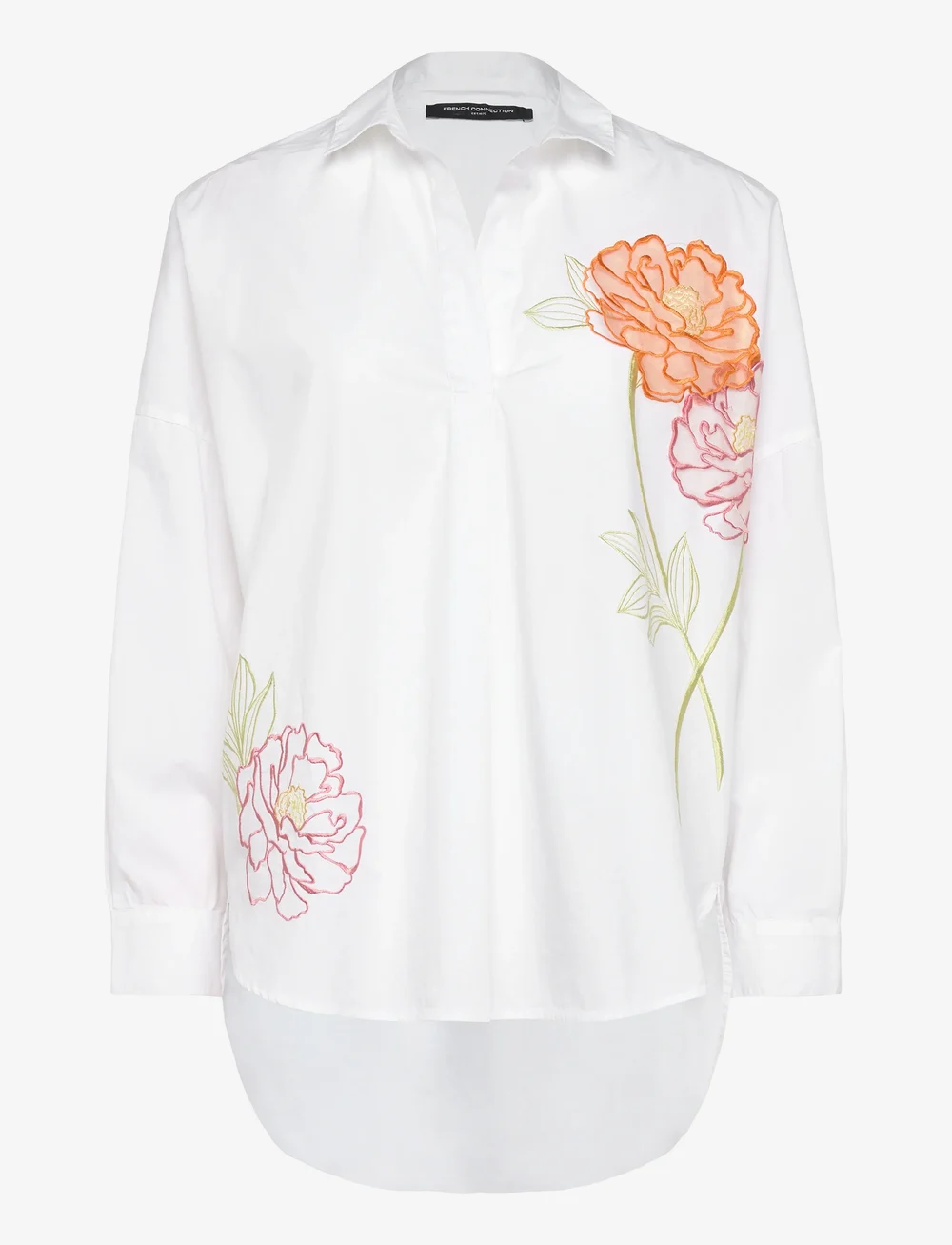 French Connection - CAMBRIA COTTON POPOVER SHIRT - långärmade skjortor - linen white - 1