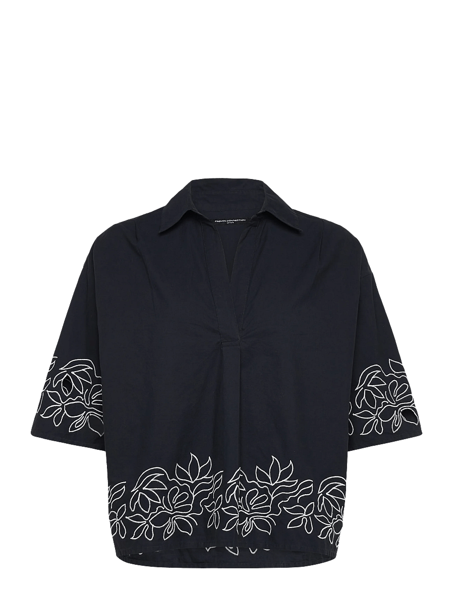 French Connection - ALISSA COTTON POPOVER - lühikeste varrukatega särgid - navy/white - 0