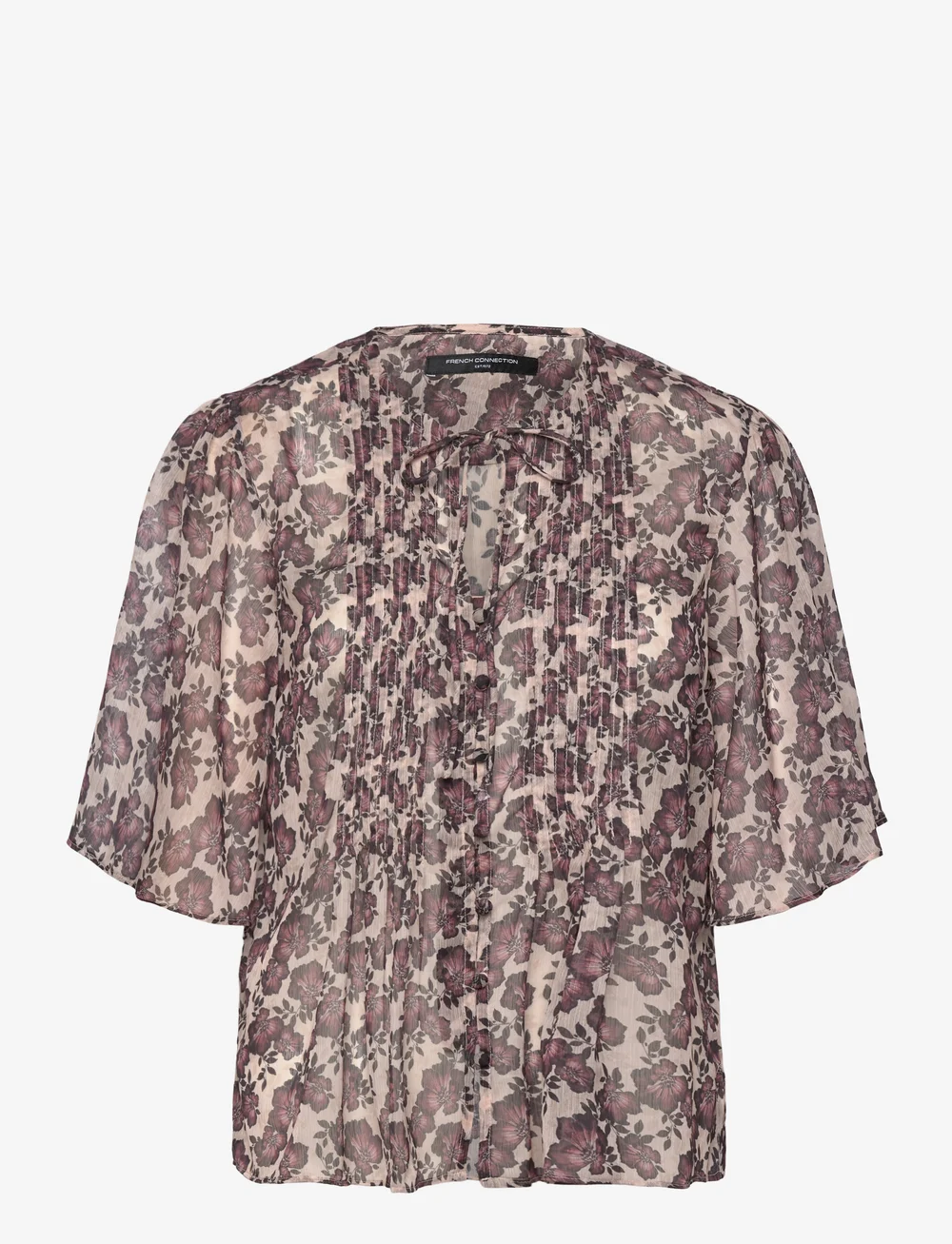 French Connection - ELYSE HALLIE CRINKLE SS TOP - kurzämlige blusen - blush pink floral - 0