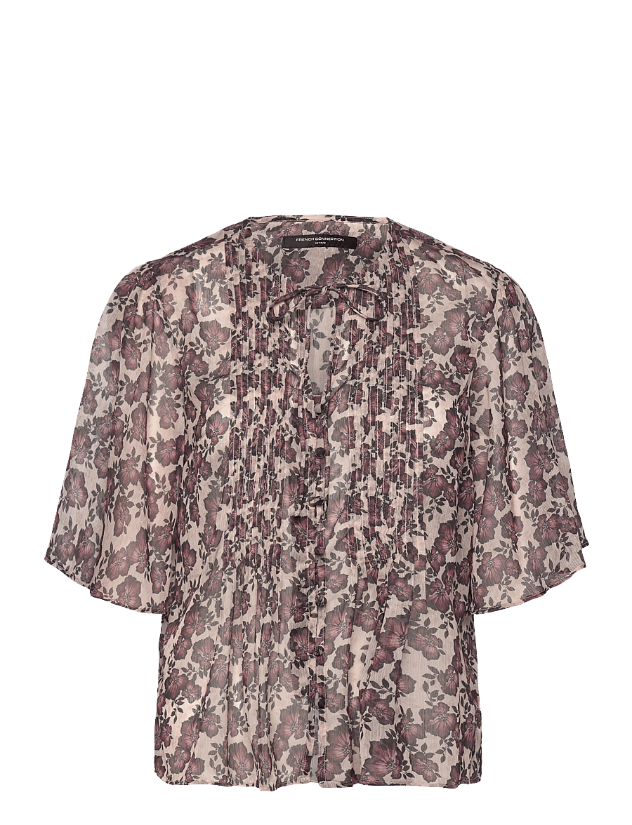 French Connection - ELYSE HALLIE CRINKLE SS TOP - kortærmede bluser - blush pink floral - 0