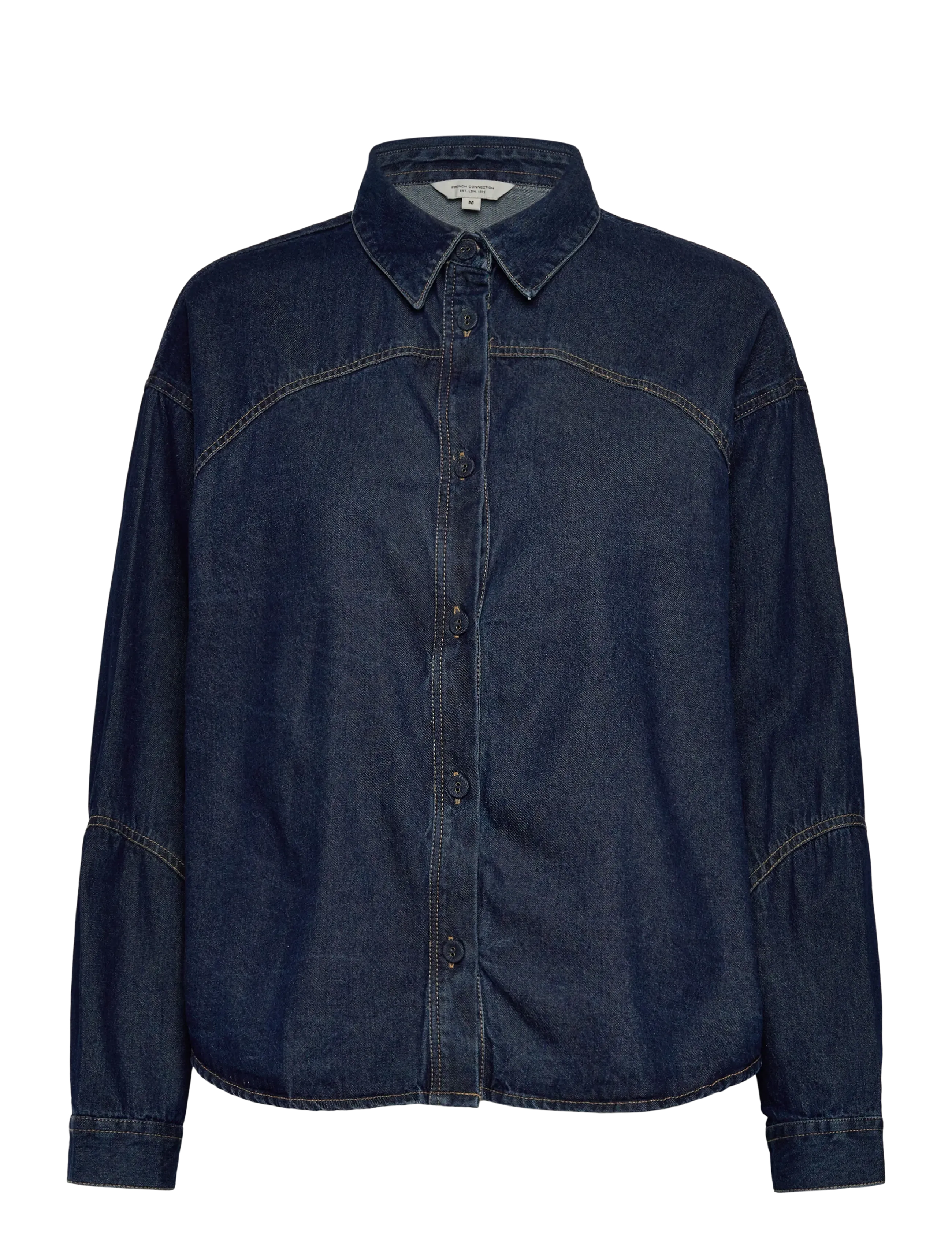 French Connection ARCHIE DENIM CROP SHIRT - Tøj - ARCHIE DENIM / navy