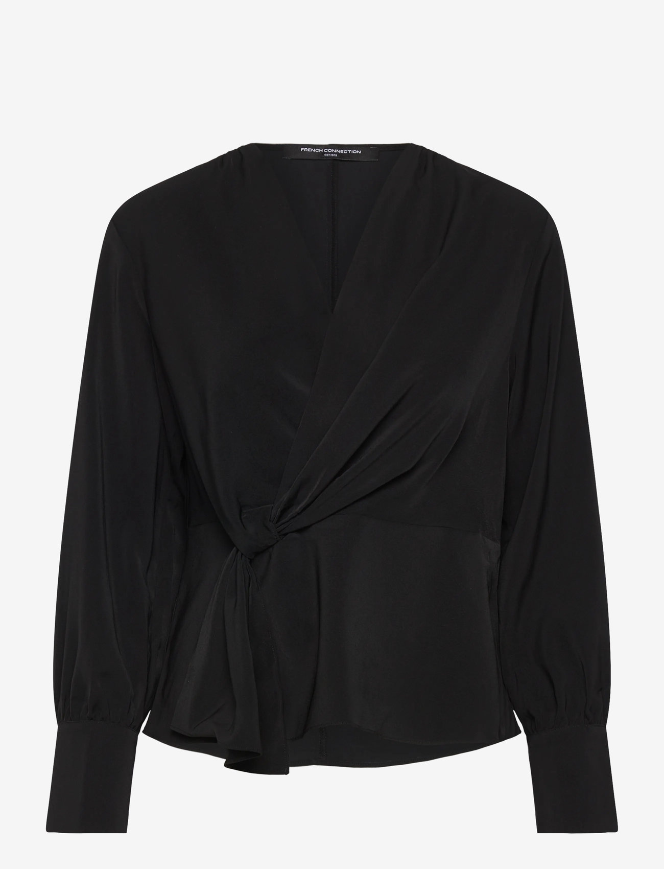 French Connection - LAUREL CREPE PEPLUM TOP - pikkade varrukatega pluusid - blackout - 1