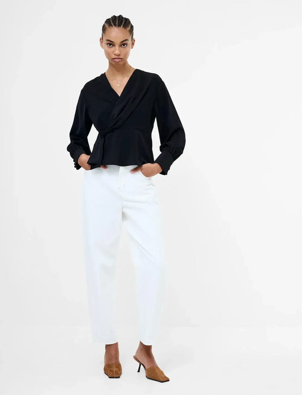 French Connection - LAUREL CREPE PEPLUM TOP - langärmlige blusen - blackout - 3