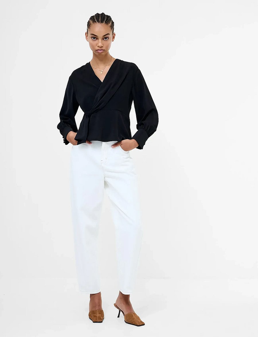 French Connection - LAUREL CREPE PEPLUM TOP - palaidinės ilgomis rankovėmis - blackout - 3