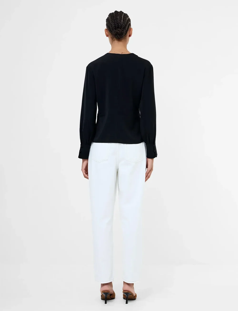 French Connection - LAUREL CREPE PEPLUM TOP - langärmlige blusen - blackout - 4