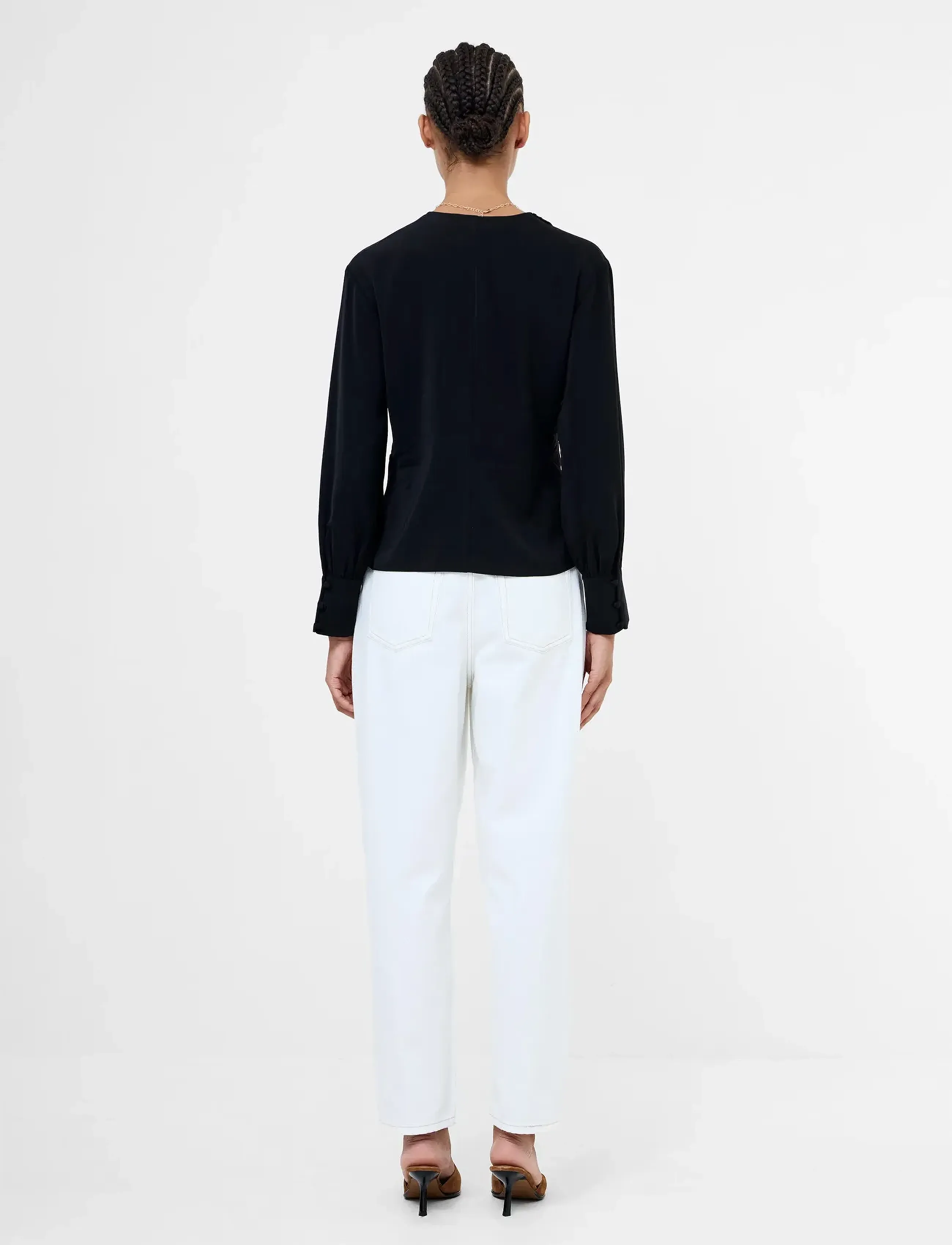 French Connection - LAUREL CREPE PEPLUM TOP - blackout - 4