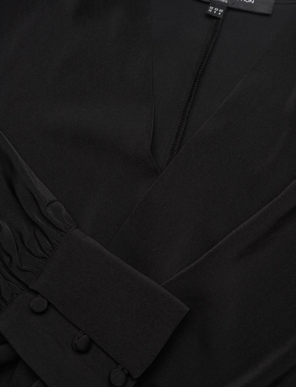 French Connection - LAUREL CREPE PEPLUM TOP - langärmlige blusen - blackout - 5